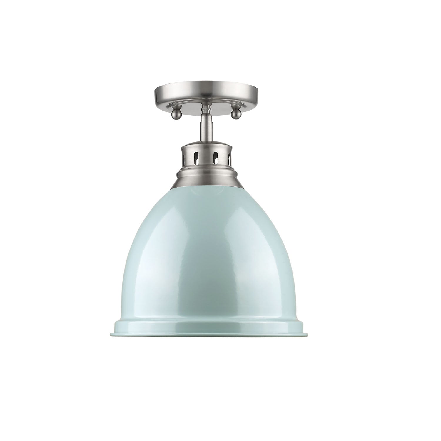 Duncan 1-light Flush Mount in Pewter and Seafoam shade