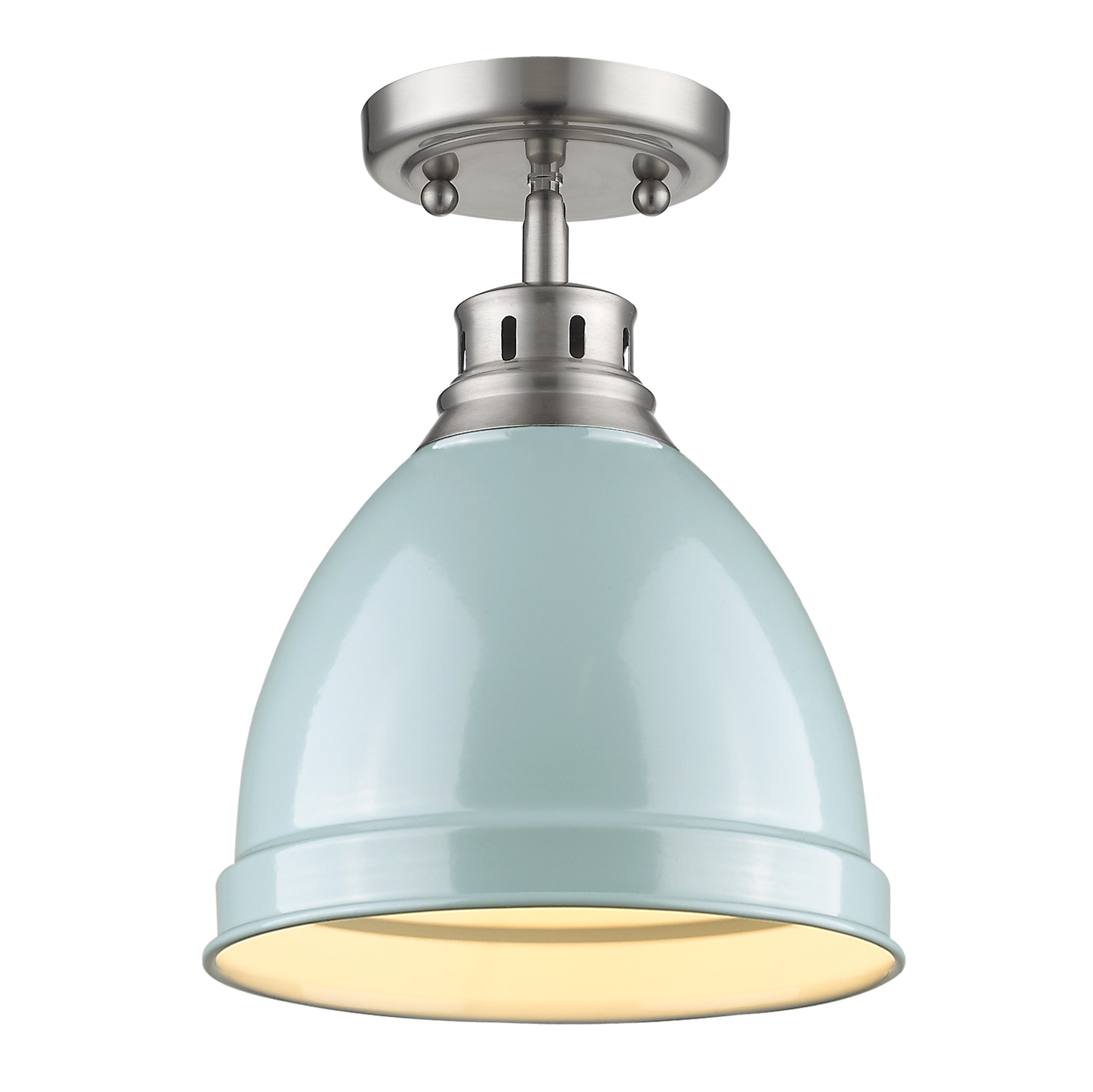 Duncan 1-light Flush Mount in Pewter and Seafoam shade