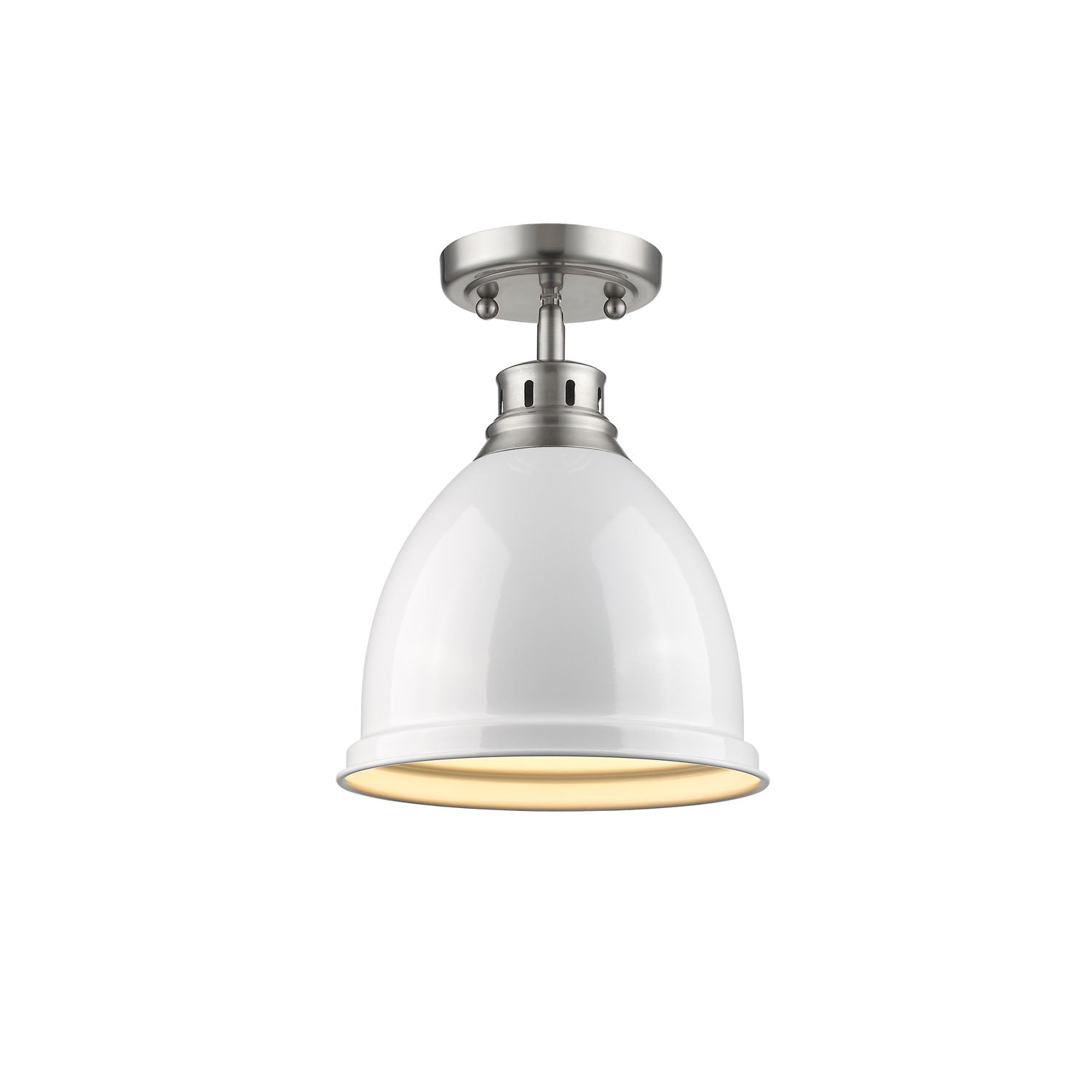 Duncan 1-light Flush Mount in Pewter and White shade