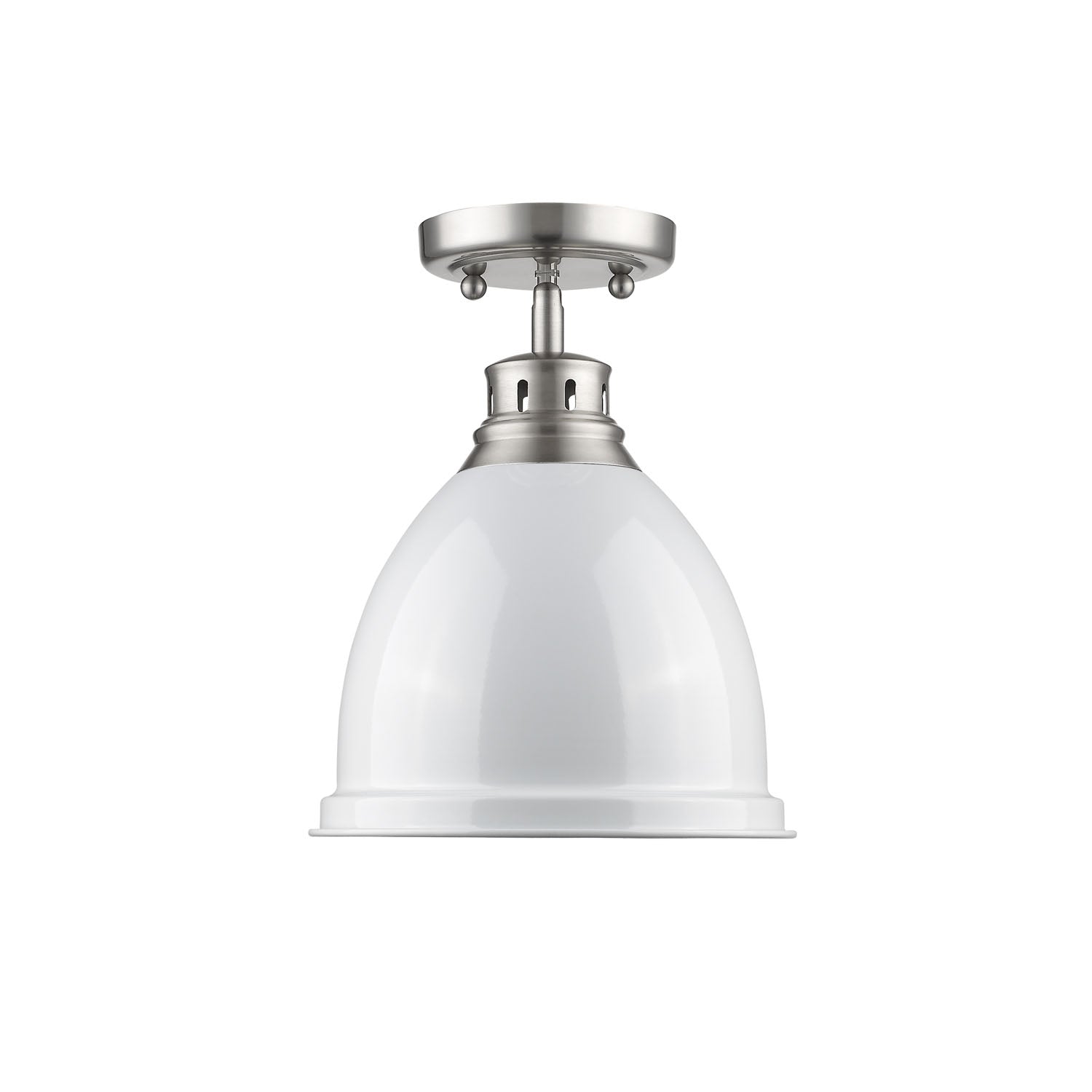 Duncan 1-light Flush Mount in Pewter and White shade