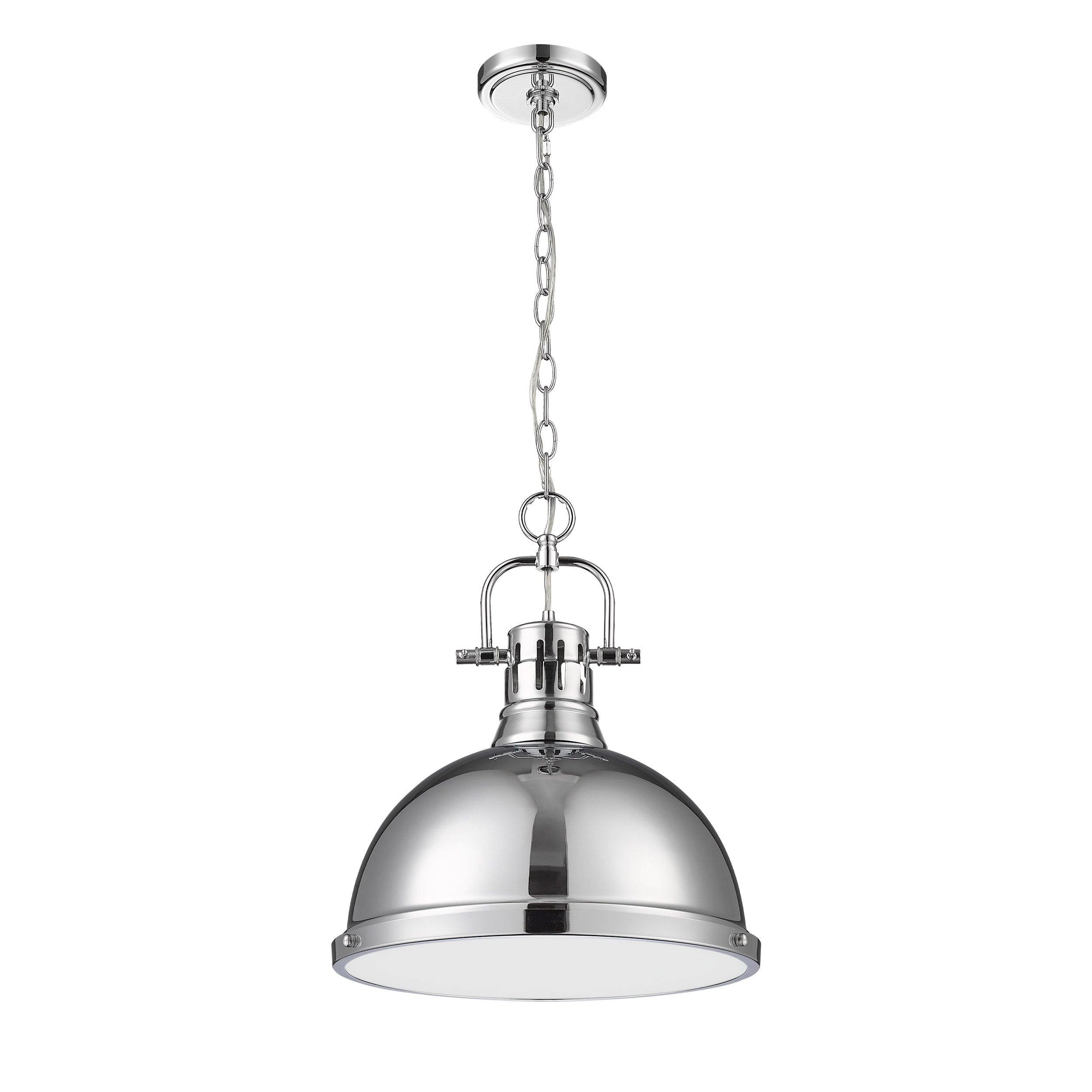 Yep by Golden Lighting Duncan 1-light 14in Chain Hung Pendant in Chrome - - Golden Lighting