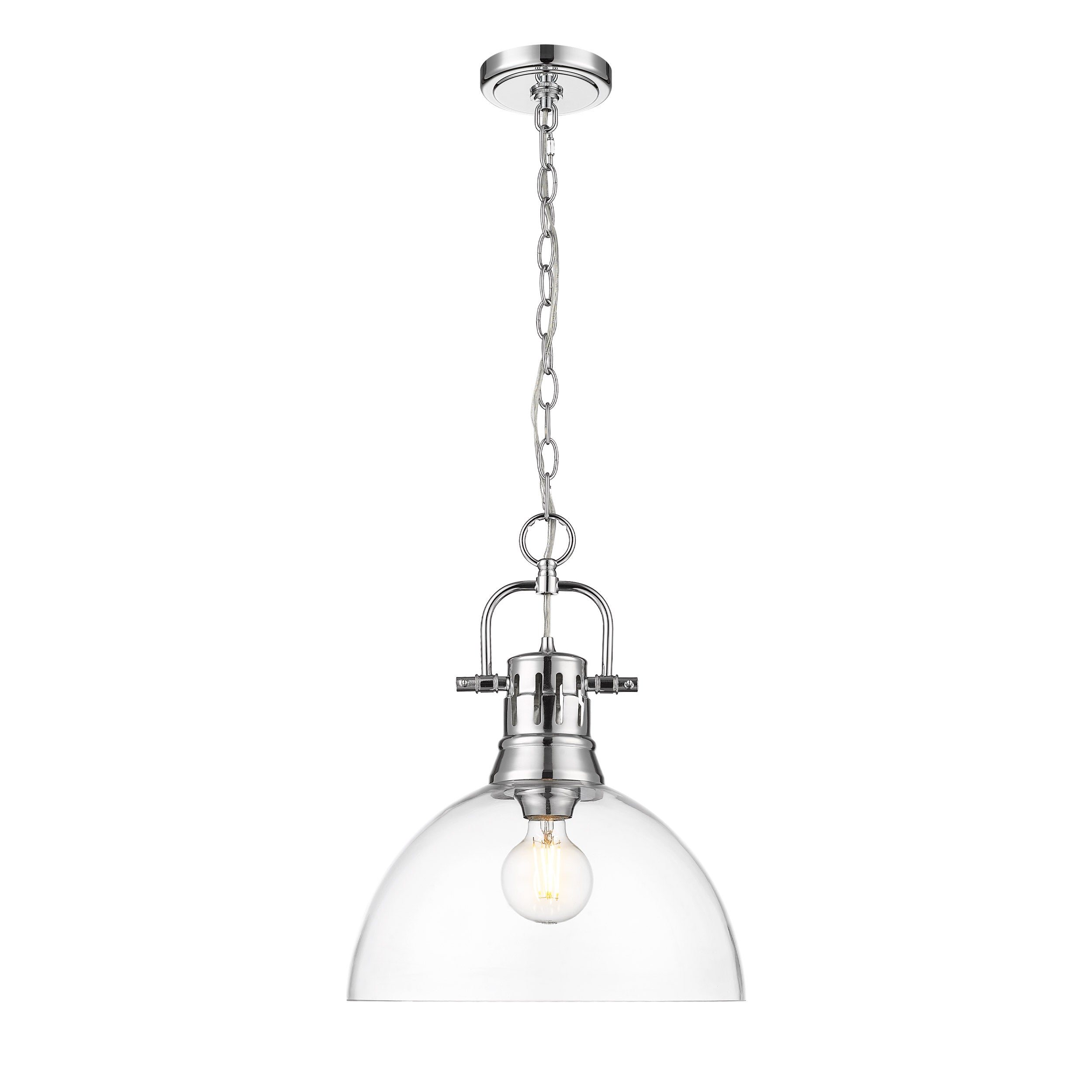 Yep by Golden Lighting Duncan 1-light 14in chain hung Pendant in Chrome and Clear Glass - - Golden Lighting