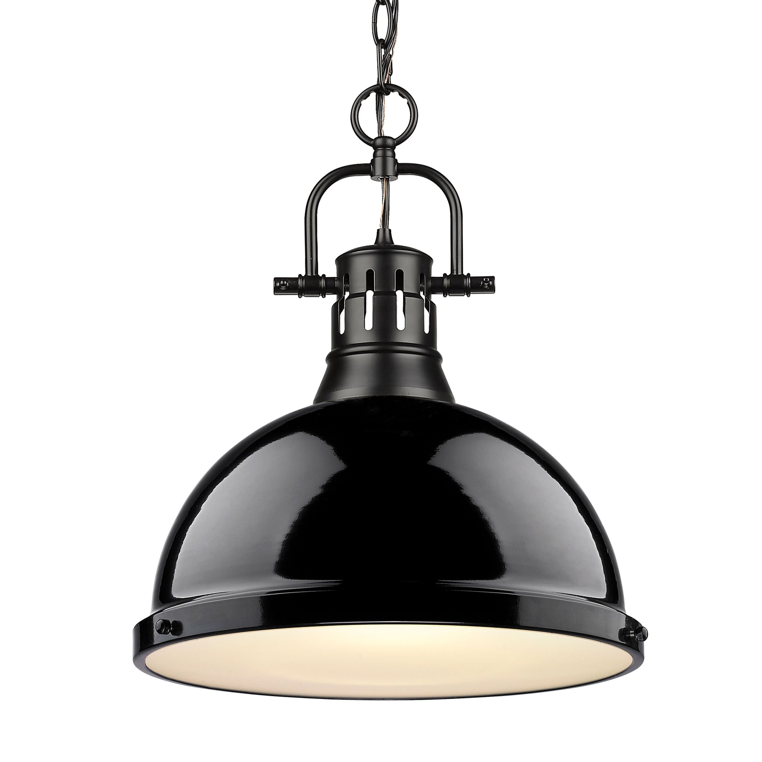 Yep by Golden Lighting Duncan 1-light 14in Chain Hung Pendant in Matte Black and Black shade - Default Title - Golden Lighting