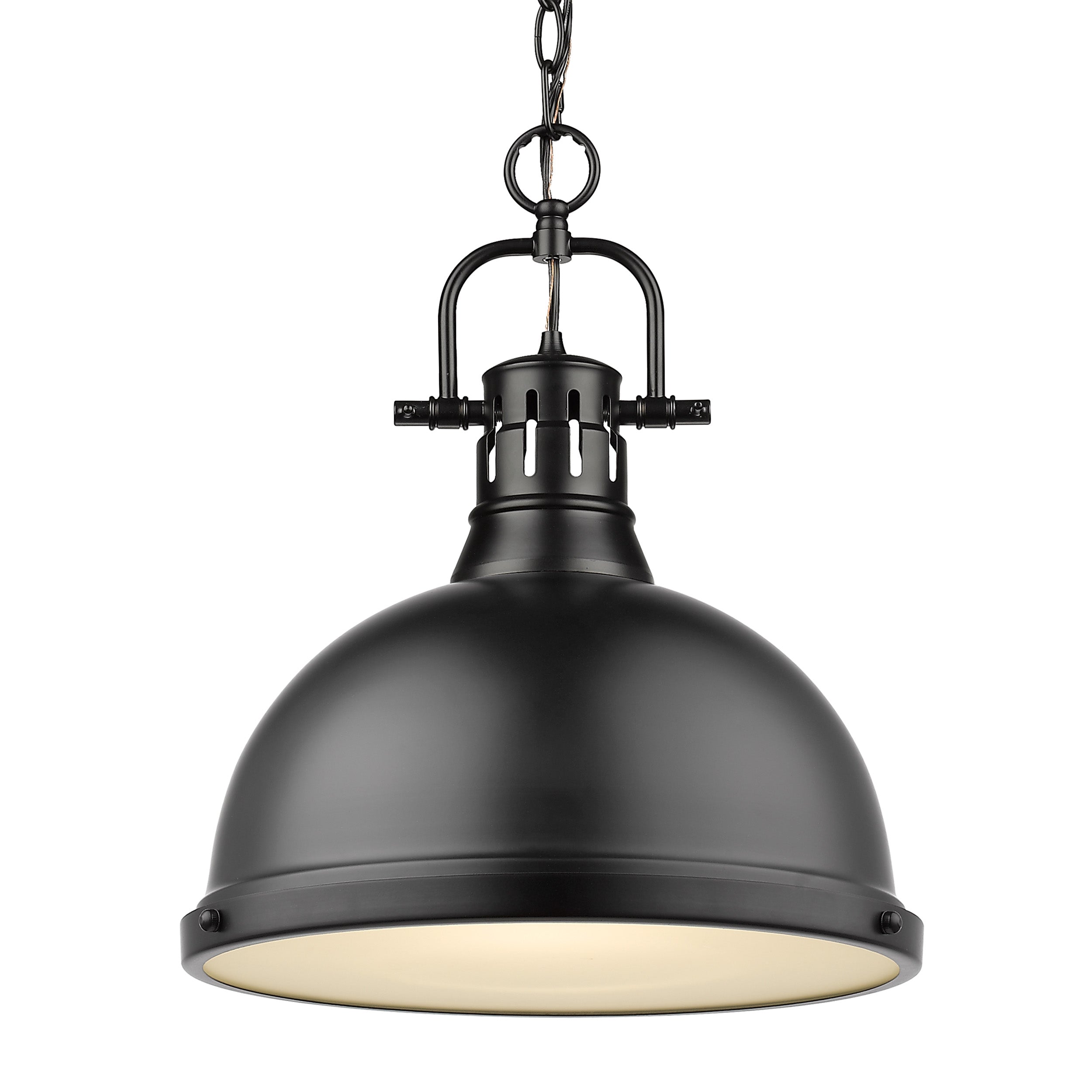Yep by Golden Lighting Duncan 1-light 14in Chain Hung Pendant in Matte Black - Default Title - Golden Lighting