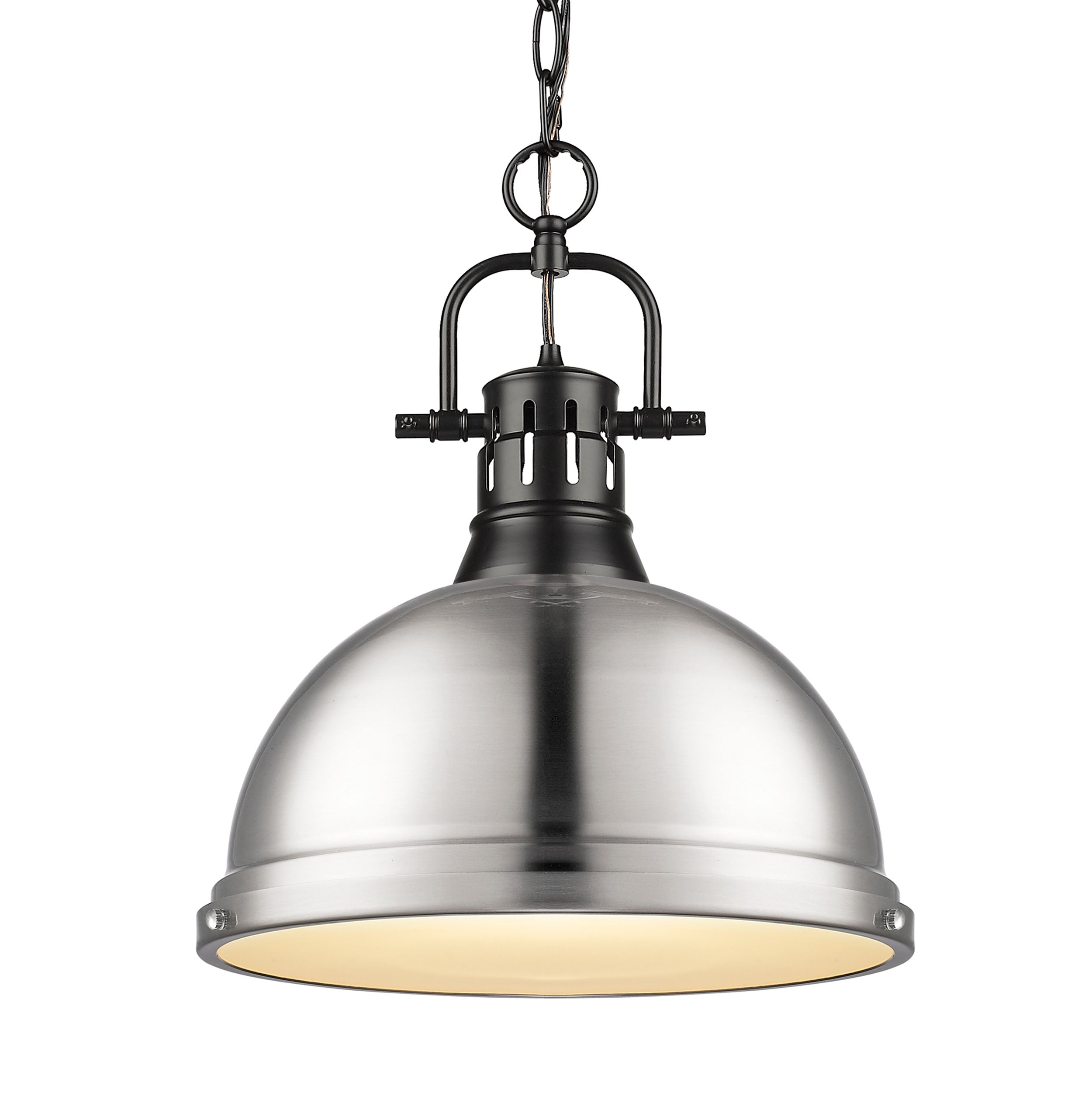 Yep by Golden Lighting Duncan 1-light 14in Chain Hung Pendant in Matte Black and Pewter shade - Default Title - Golden Lighting