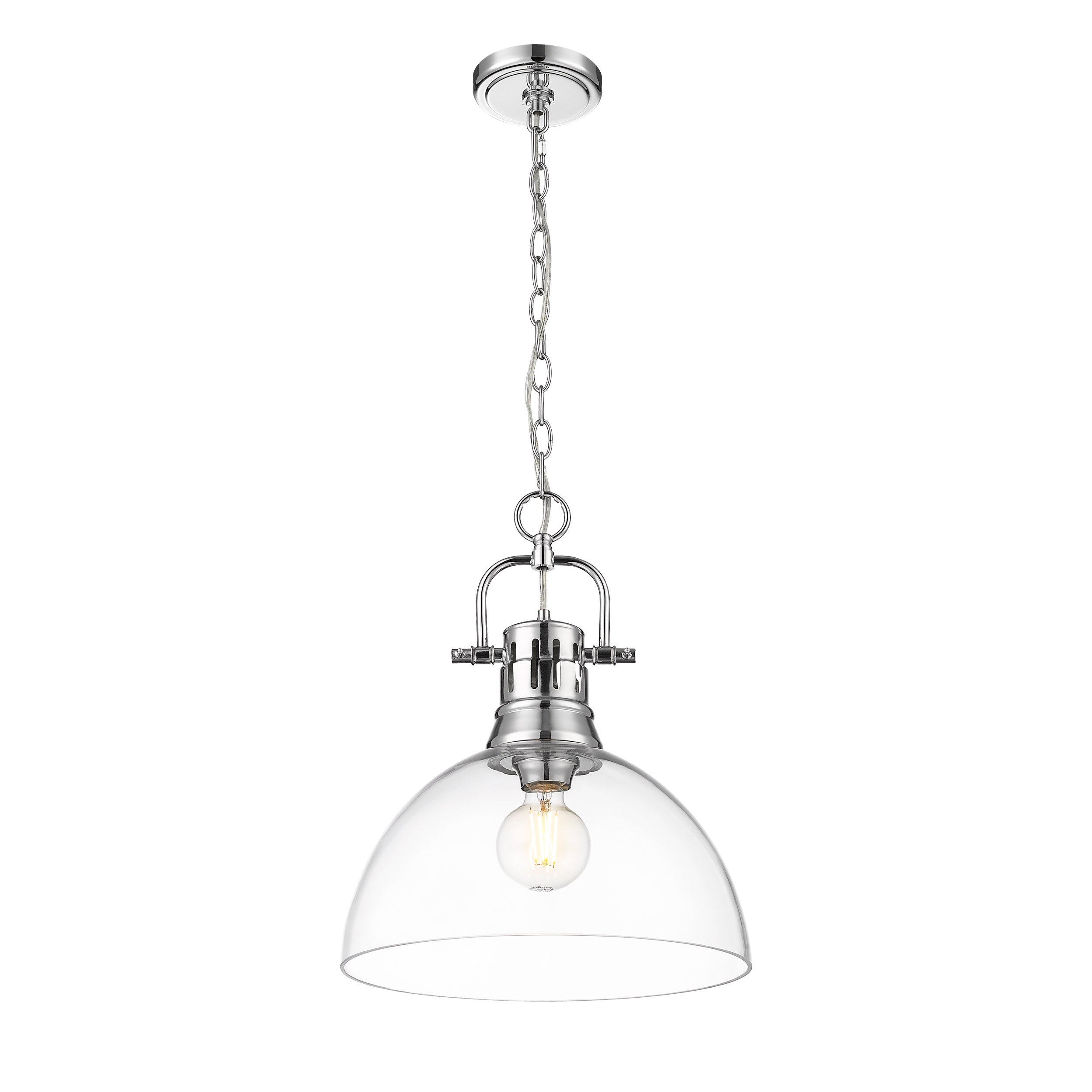 Yep by Golden Lighting Duncan 1-light 14in chain hung Pendant in Chrome and Clear Glass - - Golden Lighting