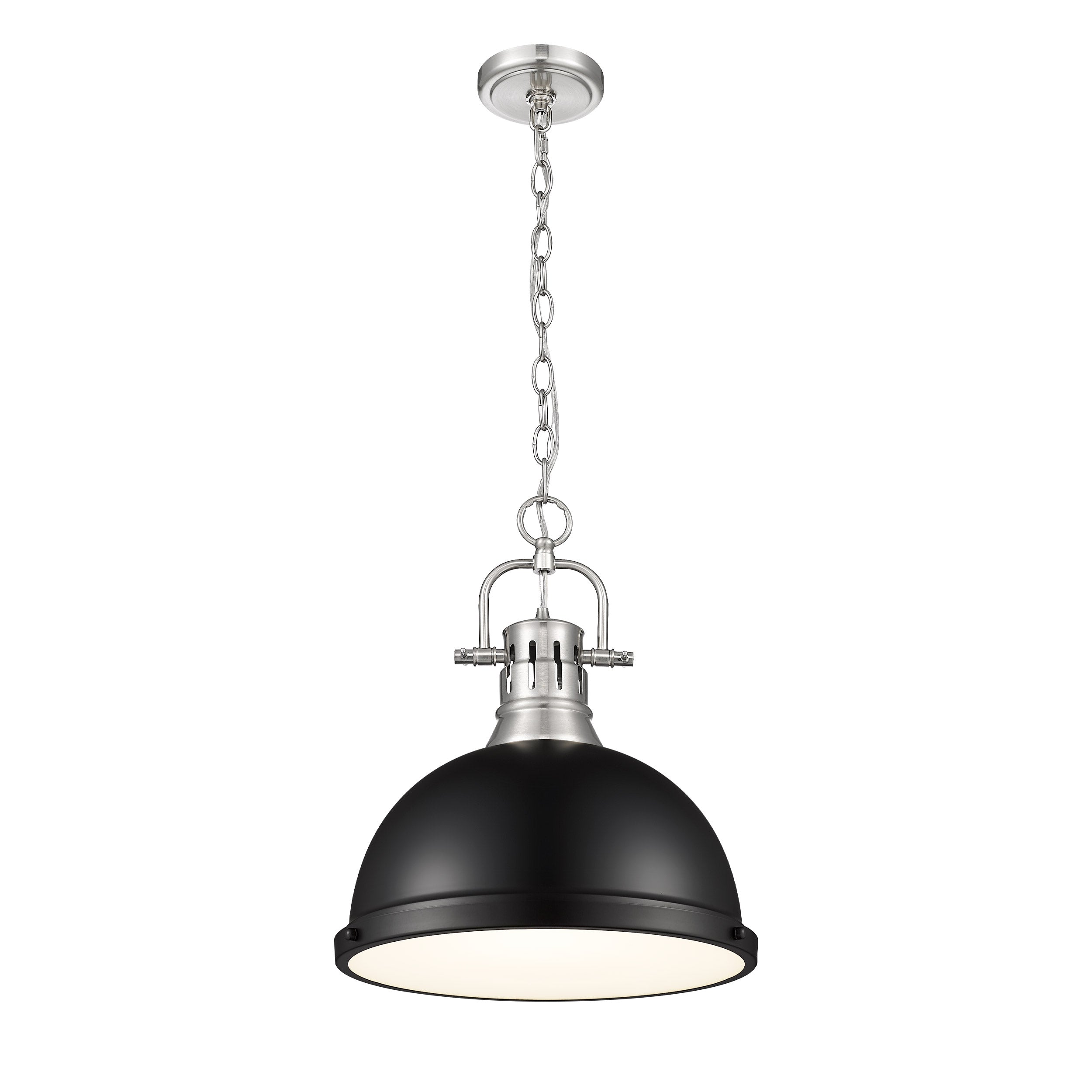 Yep by Golden Lighting Duncan 1-light 14in Chain Hung Pendant in Pewter and Matte Black shade