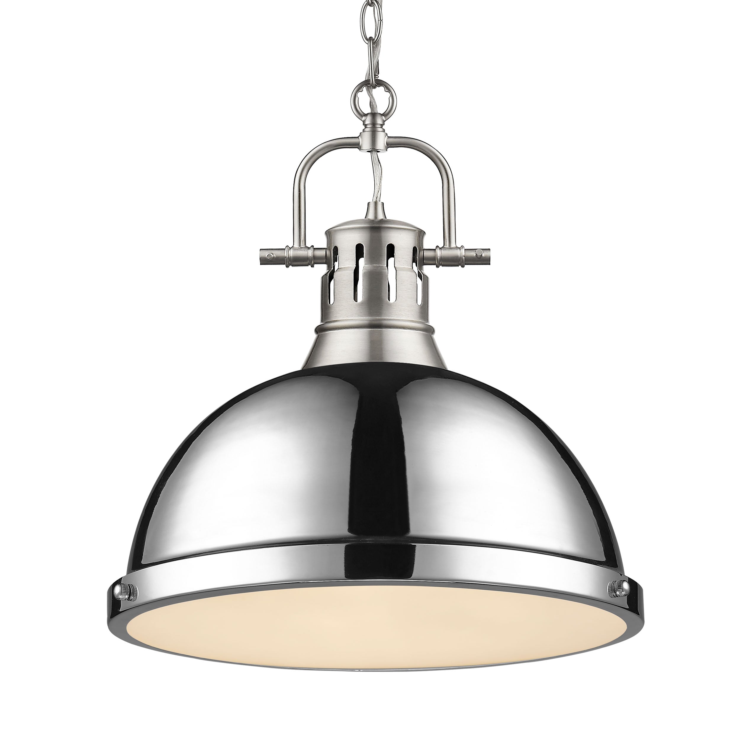 Yep by Golden Lighting Duncan 1-light 14in Chain Hung Pendant in Pewter and Chrome shade - Default Title - Golden Lighting