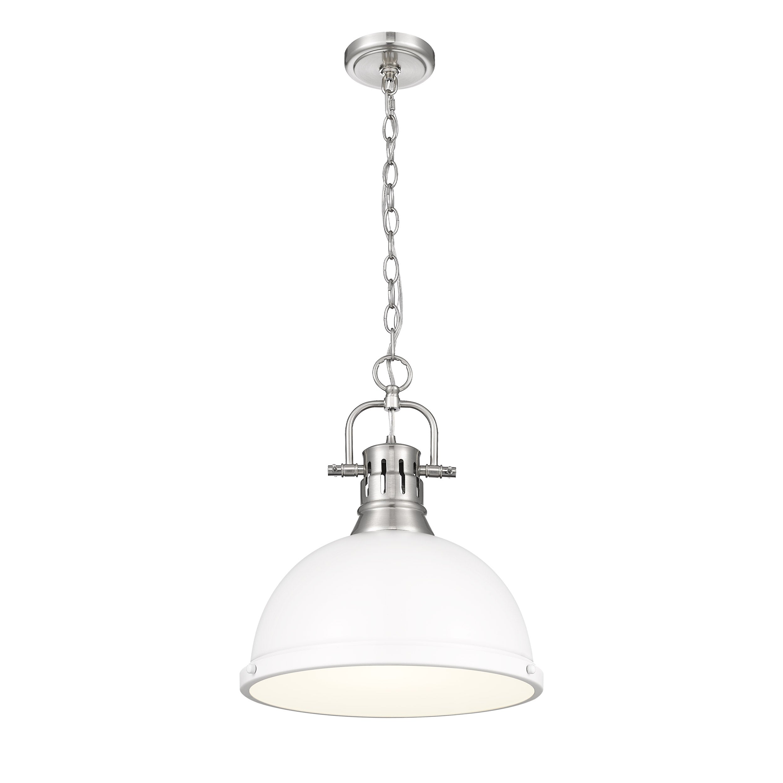 Yep by Golden Lighting Duncan 1-light 14in Chain Hung Pendant in Pewter and Matte White shade