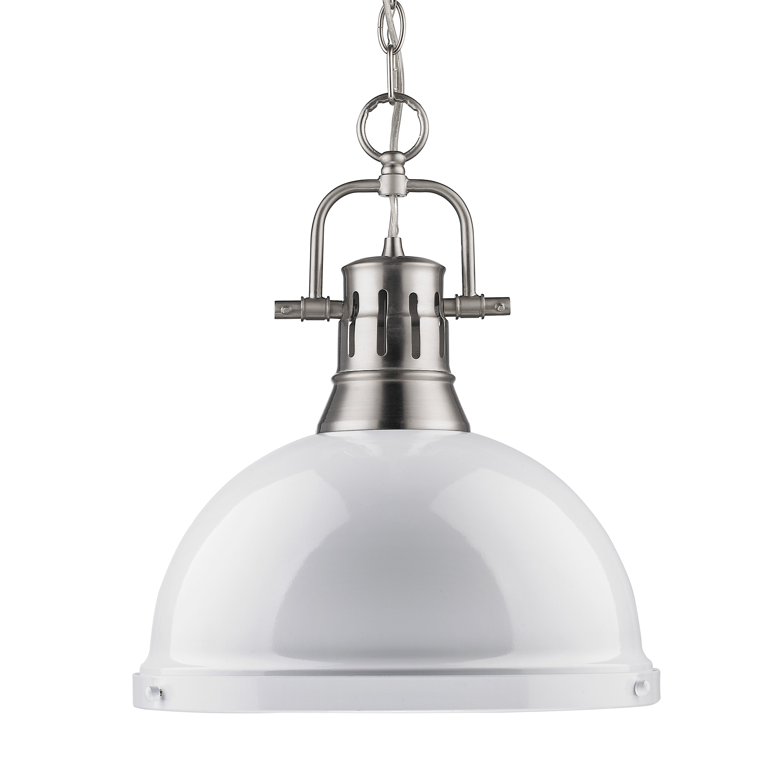 Yep by Golden Lighting Duncan 1-light 14in Chain Hung Pendant in Pewter and White shade - Default Title - Golden Lighting