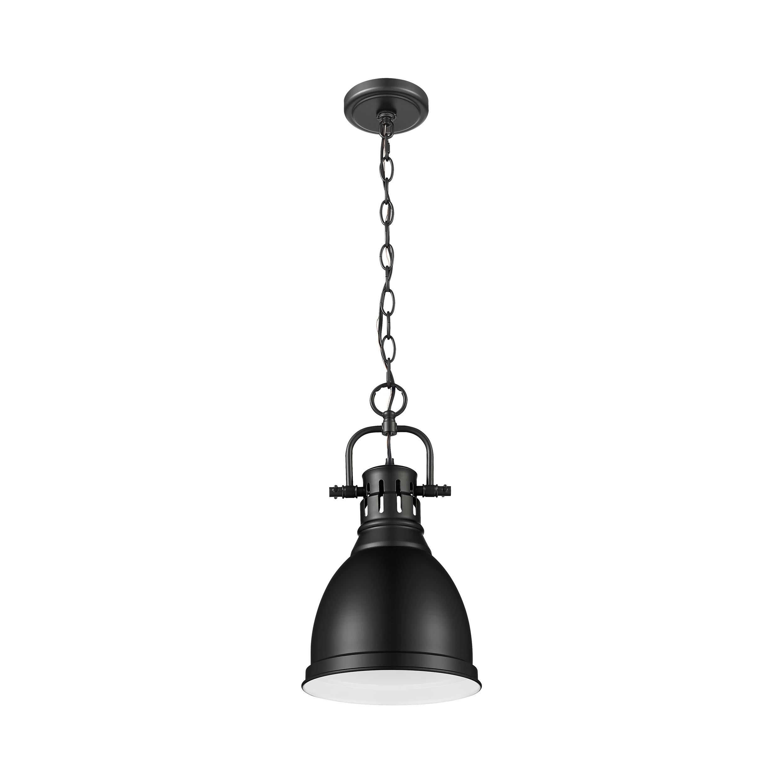 Yep by Golden Lighting Duncan 1-light 9in Chain Hung Pendant in Matte Black - - Golden Lighting