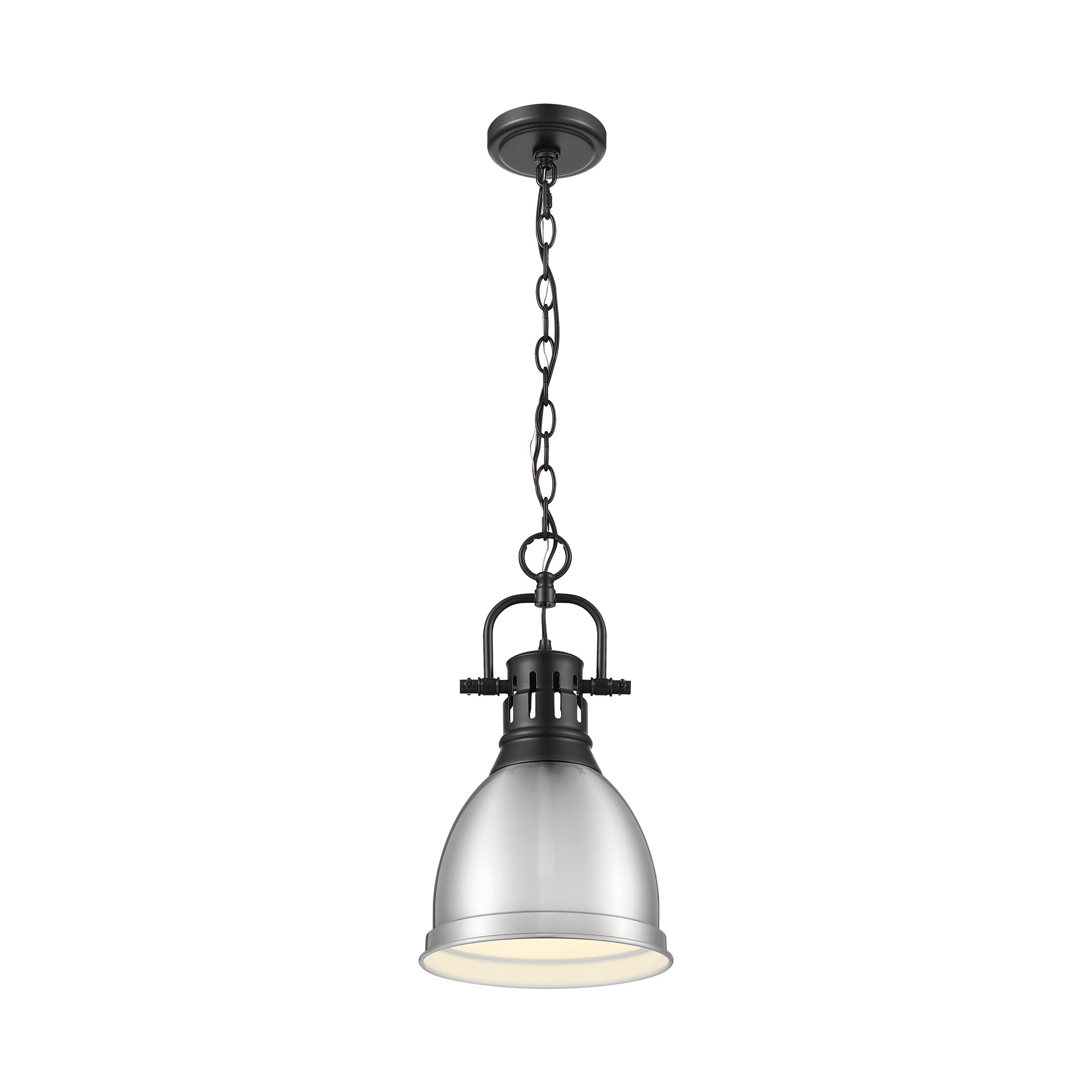 Yep by Golden Lighting Duncan 1-light 9in Chain Hung Pendant in Matte Black and Pewter shade - - Golden Lighting