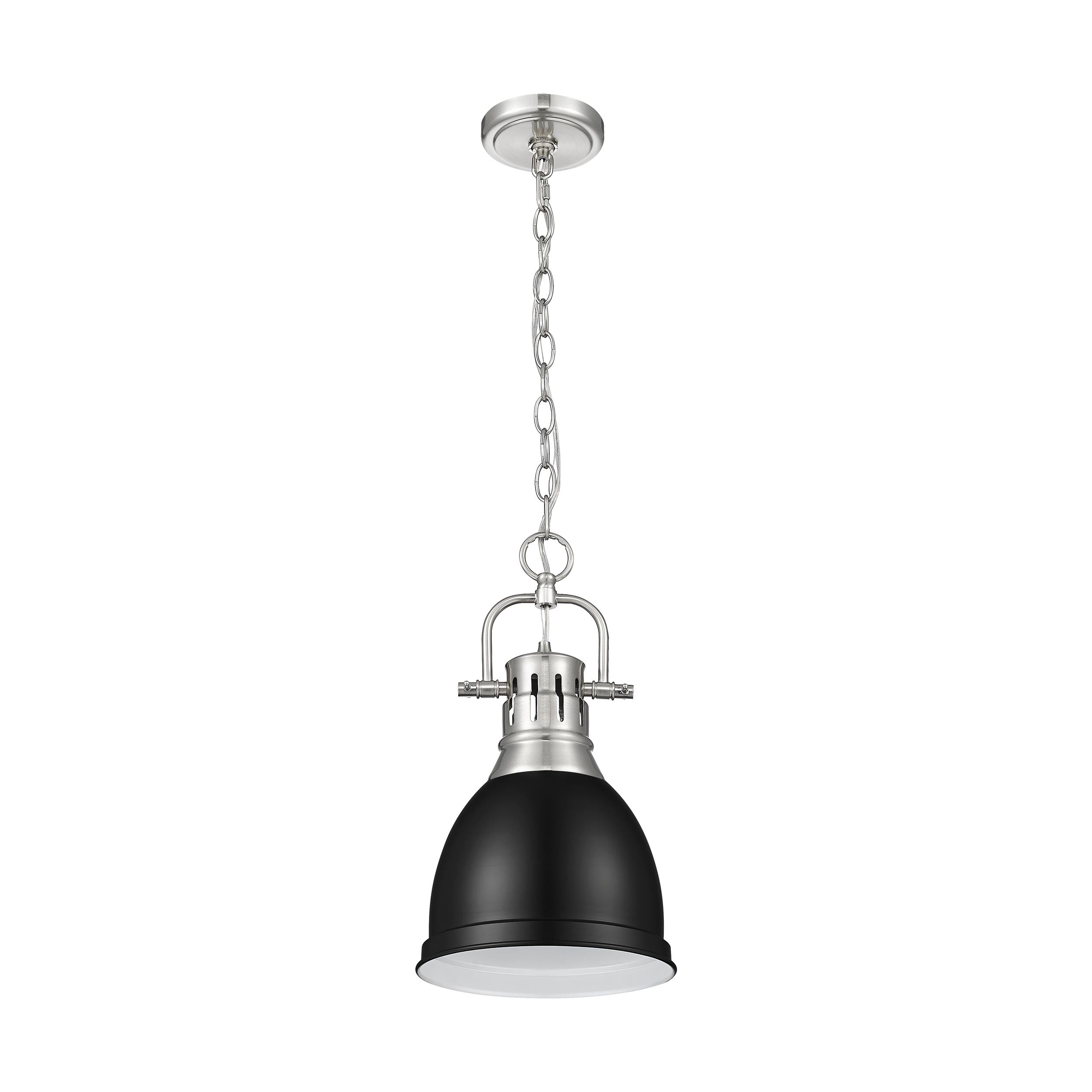 Yep by Golden Lighting Duncan 1-light 9in Chain Hung Pendant in Pewter and Matte Black shade - - Golden Lighting