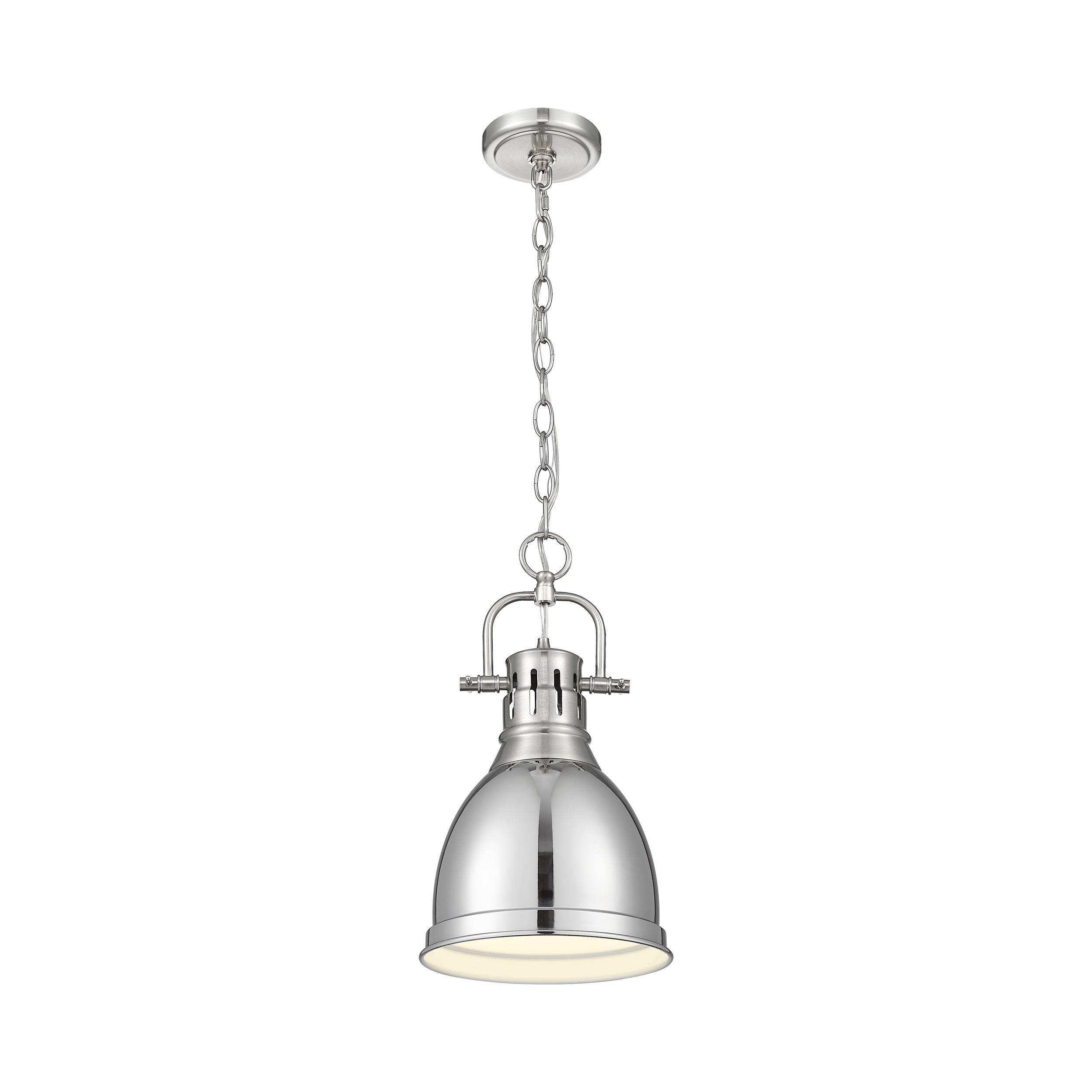 Yep by Golden Lighting Duncan 1-light 9in Chain Hung Pendant in Pewter and Chrome shade - - Golden Lighting
