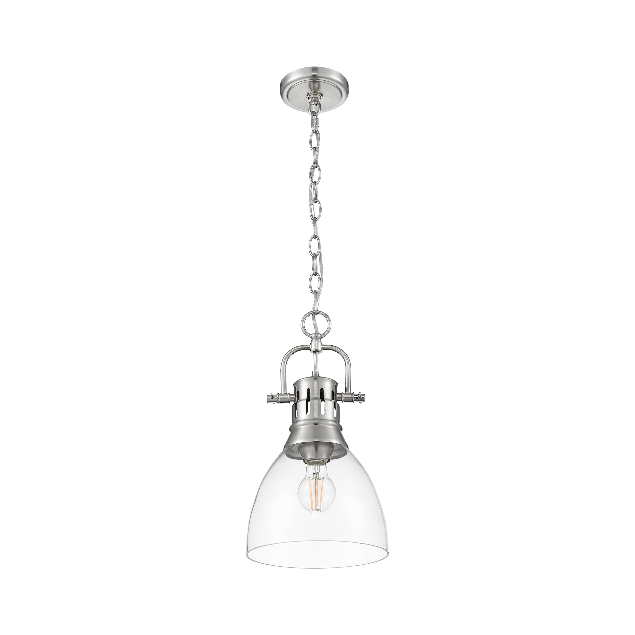 Yep by Golden Lighting Duncan 1-light 9in chain hung Pendant in Pewter and Clear Glass - - Golden Lighting