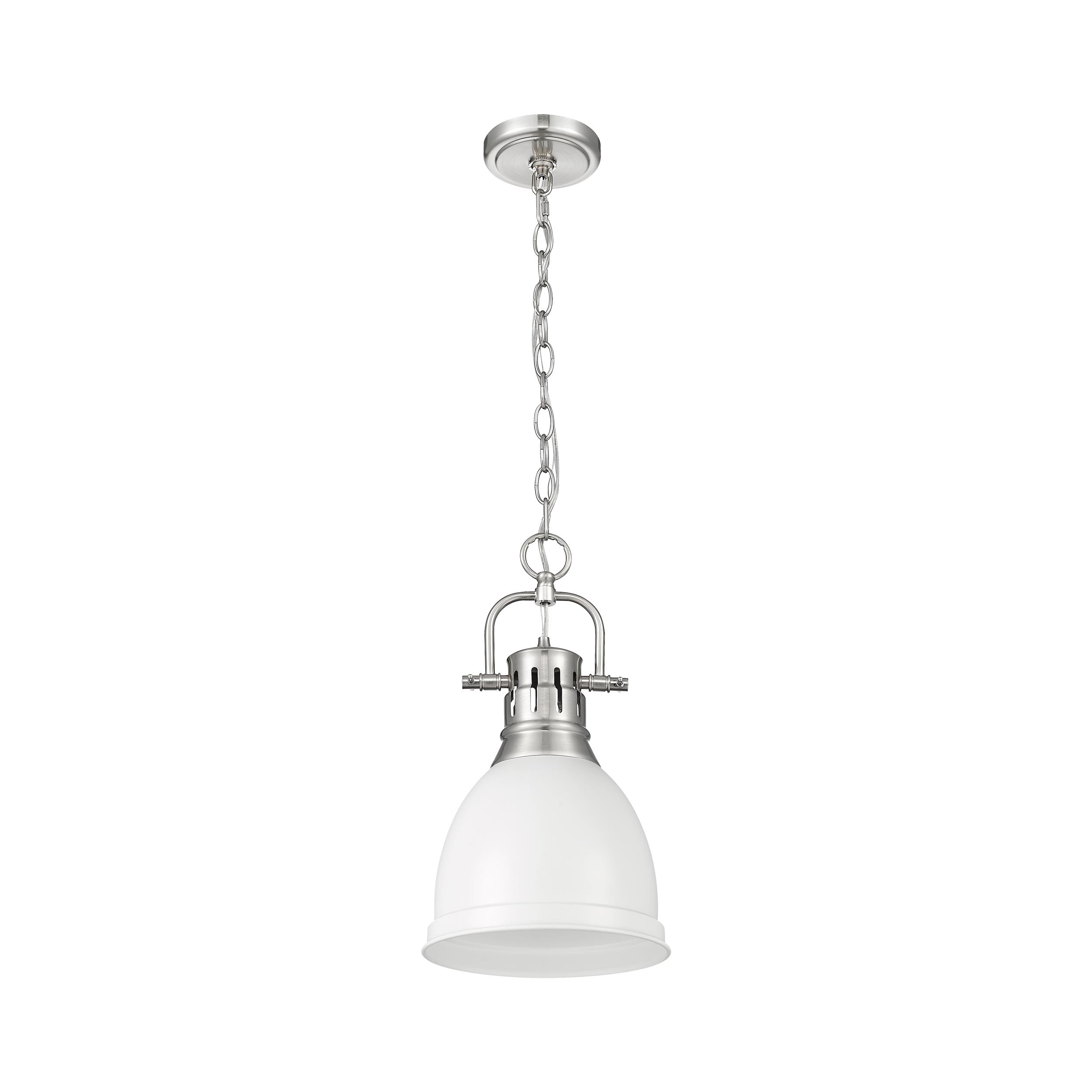 Yep by Golden Lighting Duncan 1-light 9in Chain Hung Pendant in Pewter and Matte White shade - - Golden Lighting