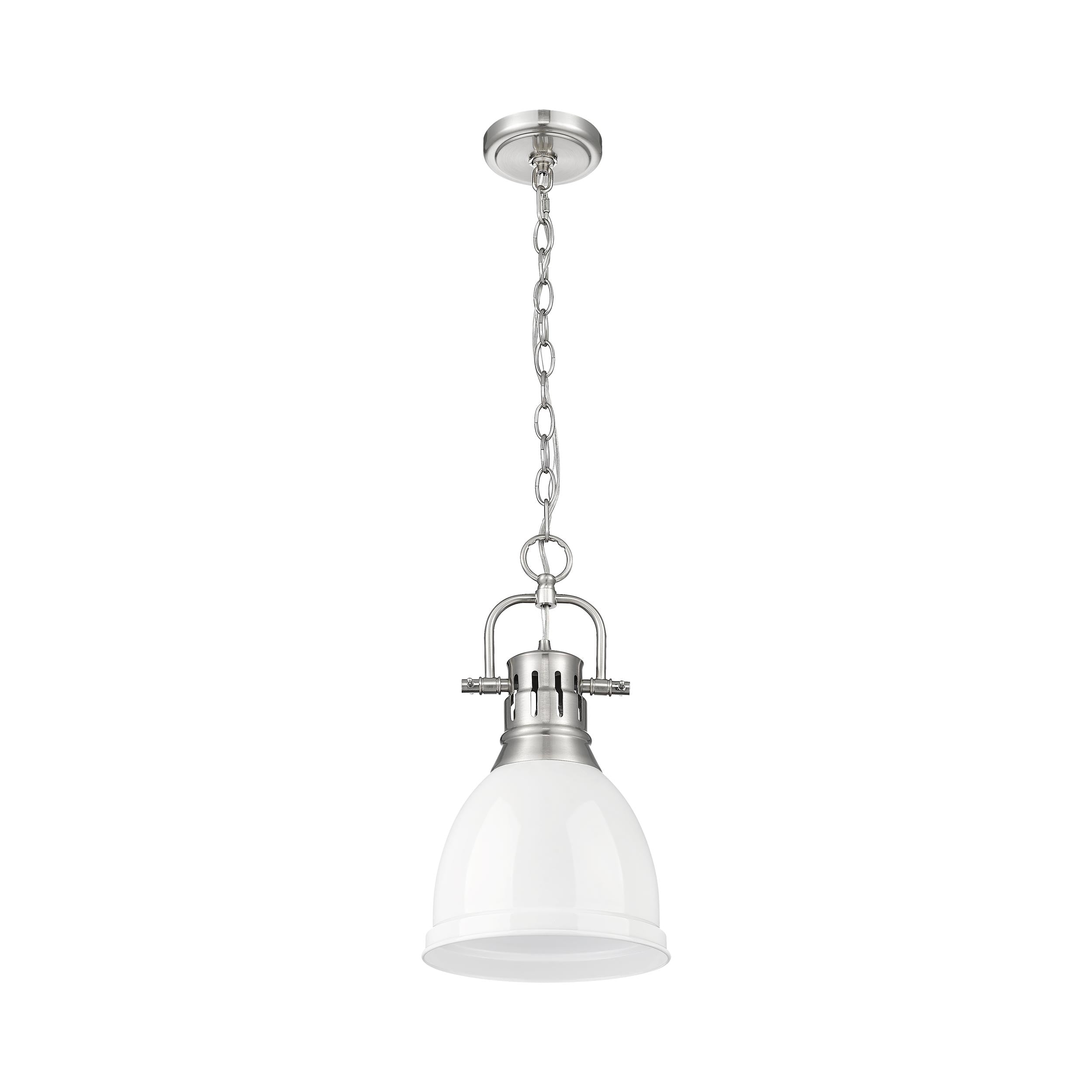 Yep by Golden Lighting Duncan 1-light 9in Chain Hung Pendant in Pewter and White shade - - Golden Lighting