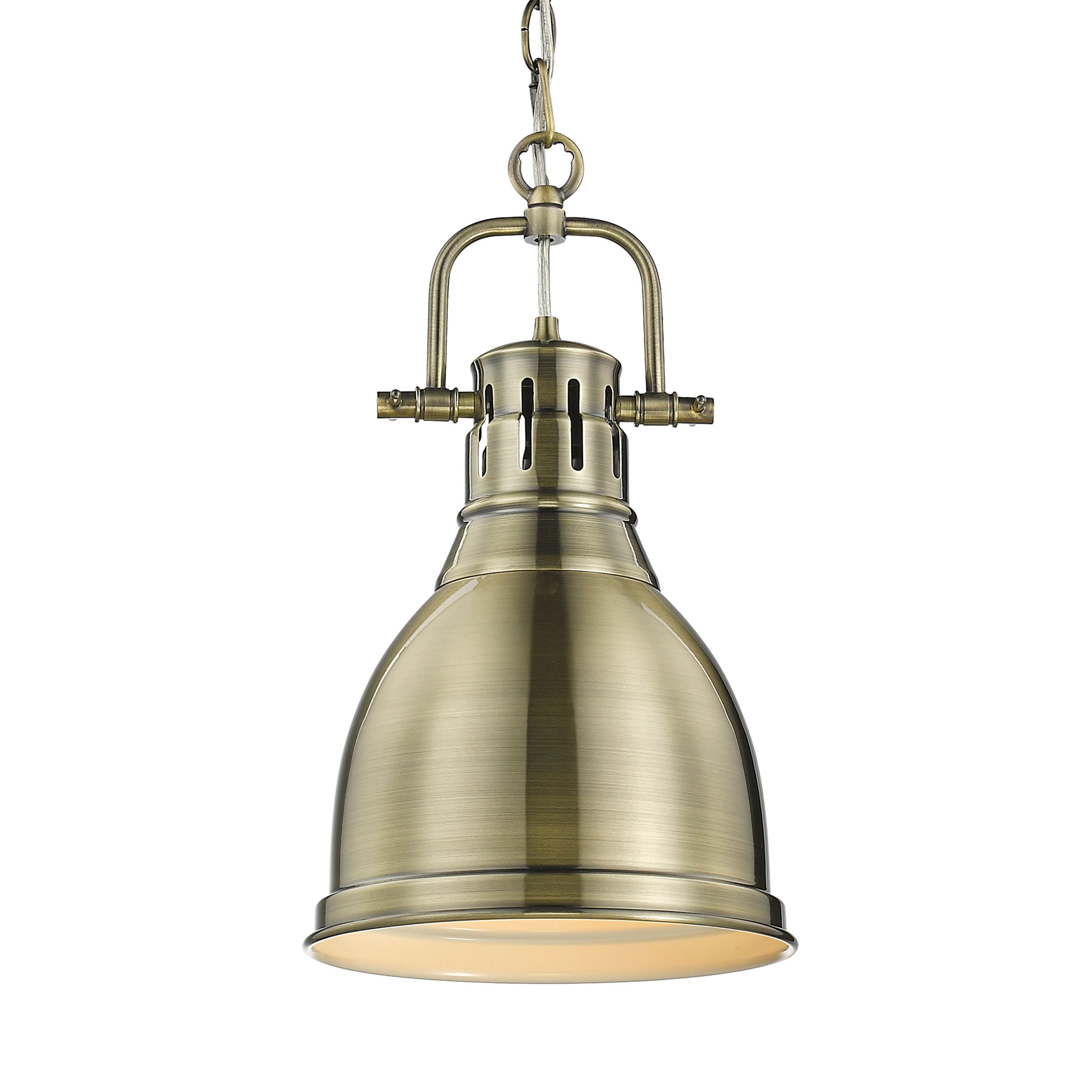 Yep by Golden Lighting Duncan 1-light 9in Chain Hung Pendant in Aged Brass