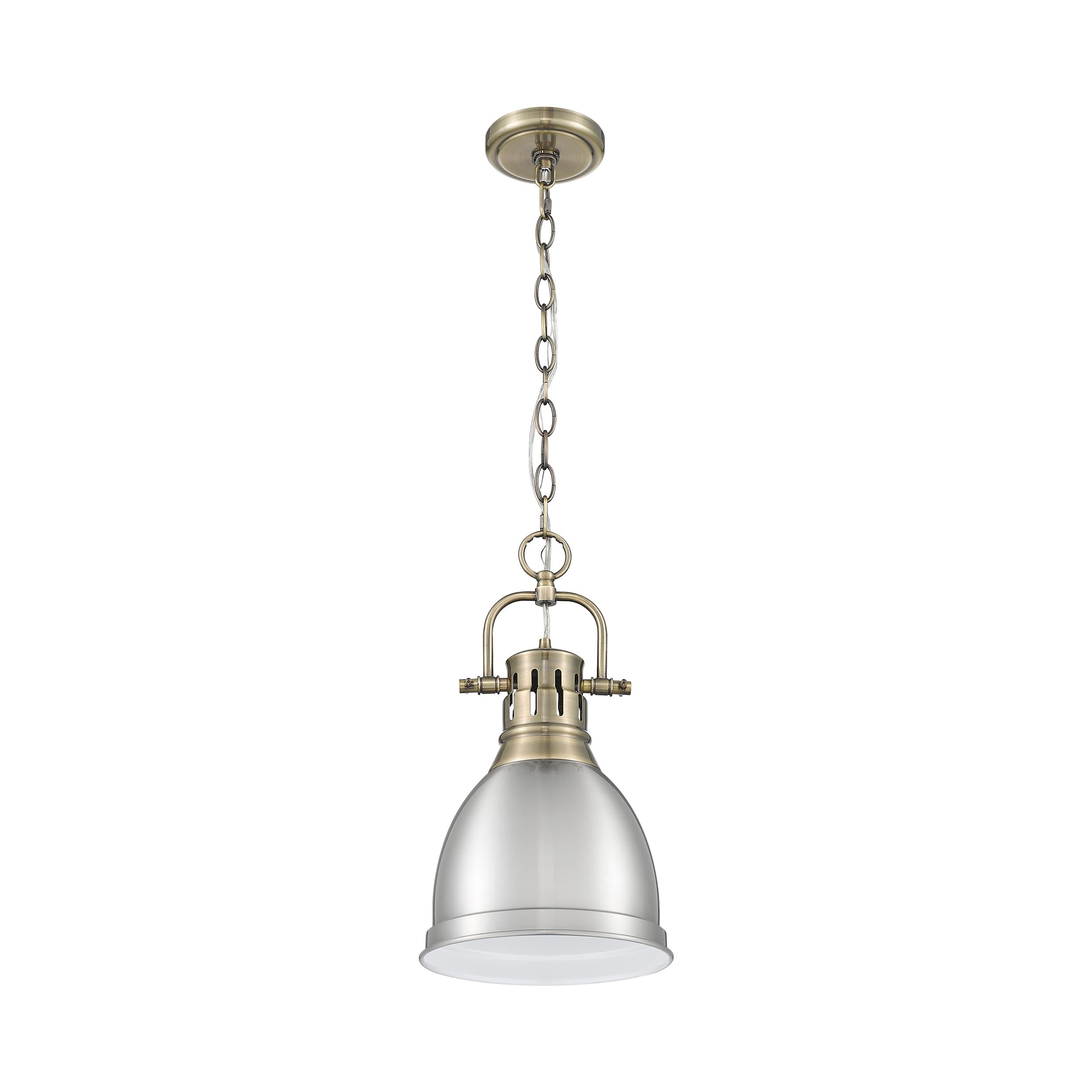 Duncan Small Pendant with Chain in Aged Brass with Pewter - Default Title - Golden Lighting