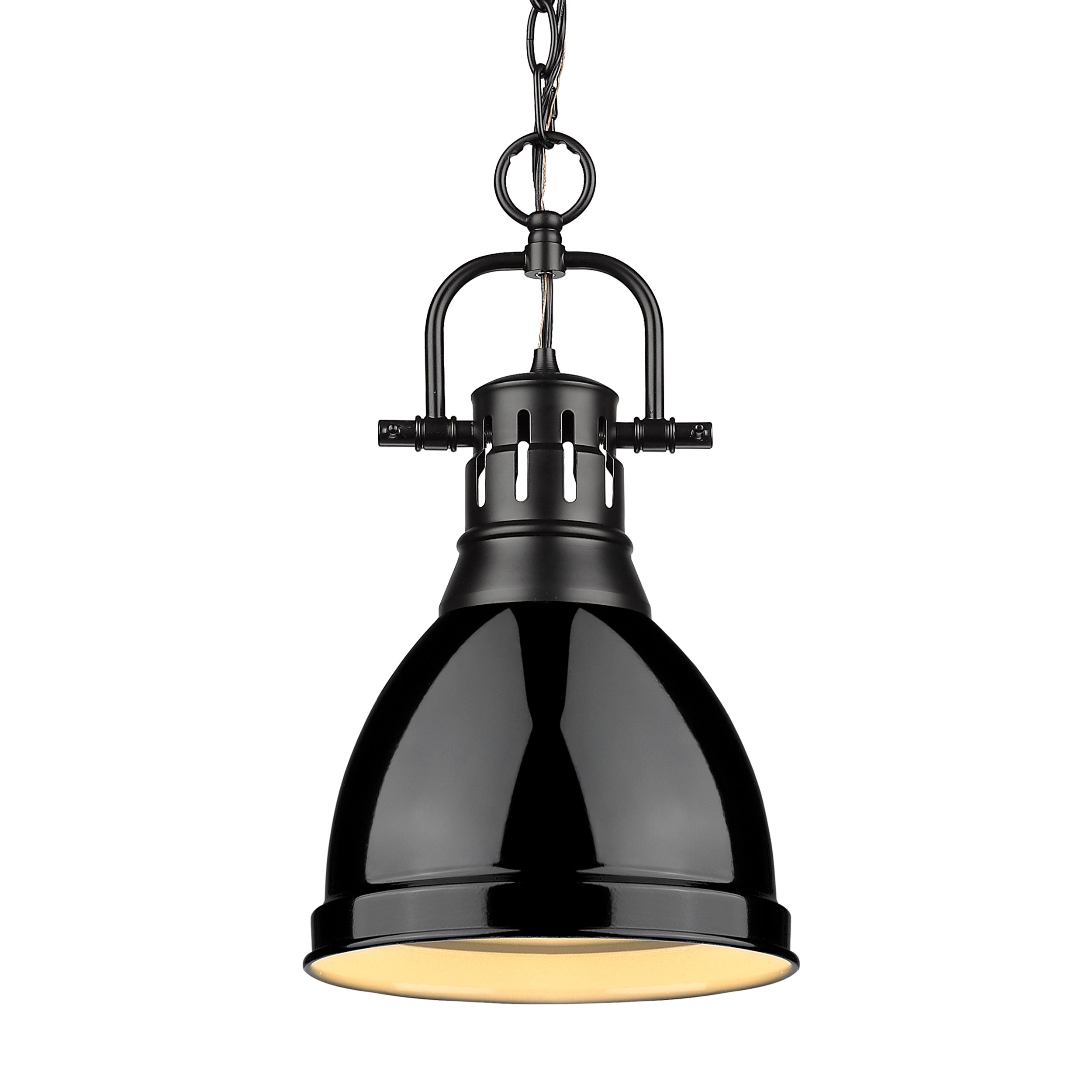 Yep by Golden Lighting Duncan 1-light 9in Chain Hung Pendant in Matte Black and Black shade