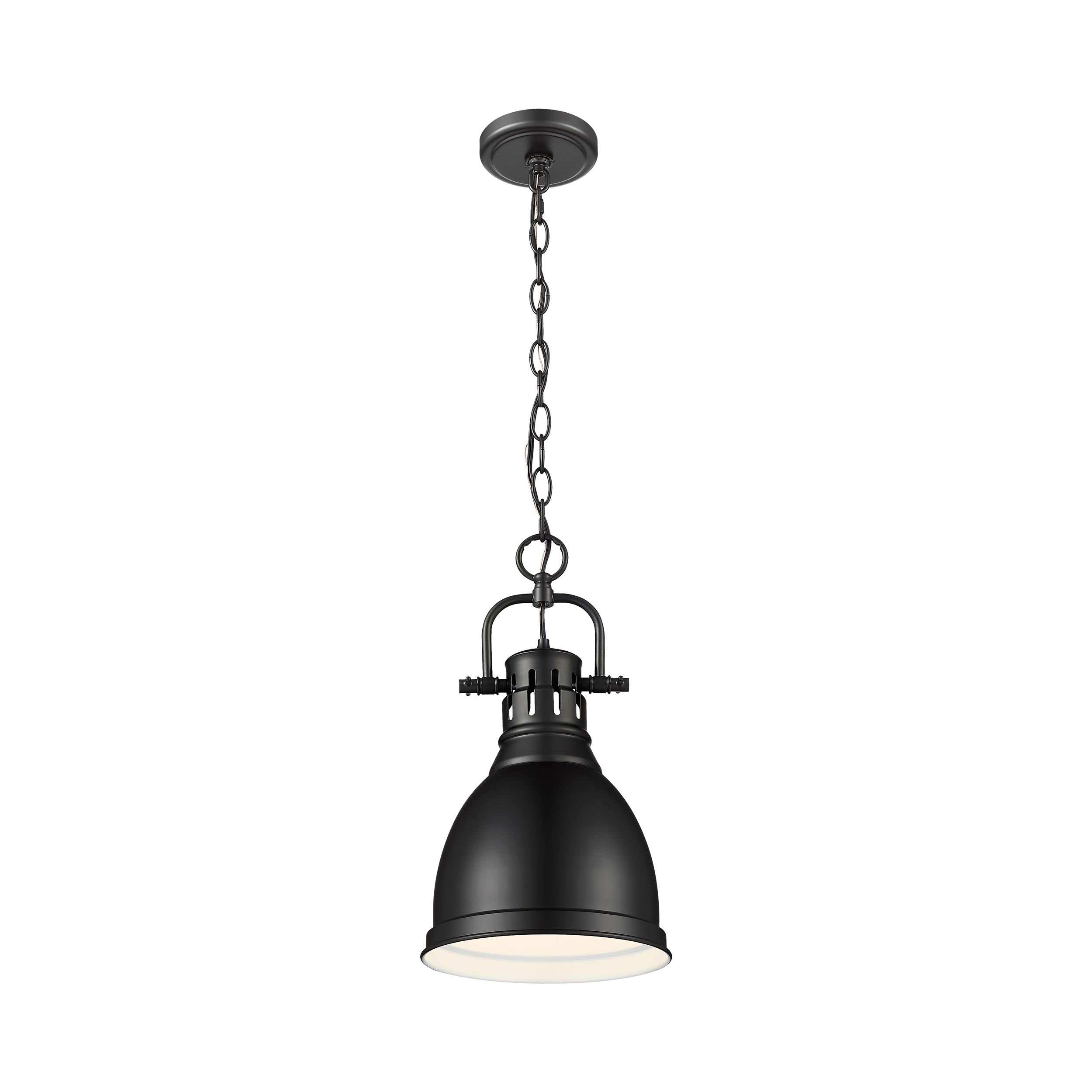 Duncan Small Pendant with Chain in Matte Black with a Matte Black Shade - Default Title - Golden Lighting