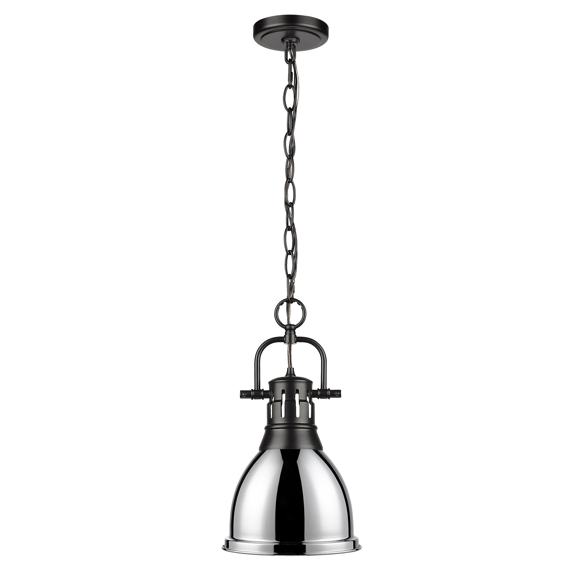 Duncan Small Pendant with Chain in Matte Black with Chrome - Default Title - Golden Lighting