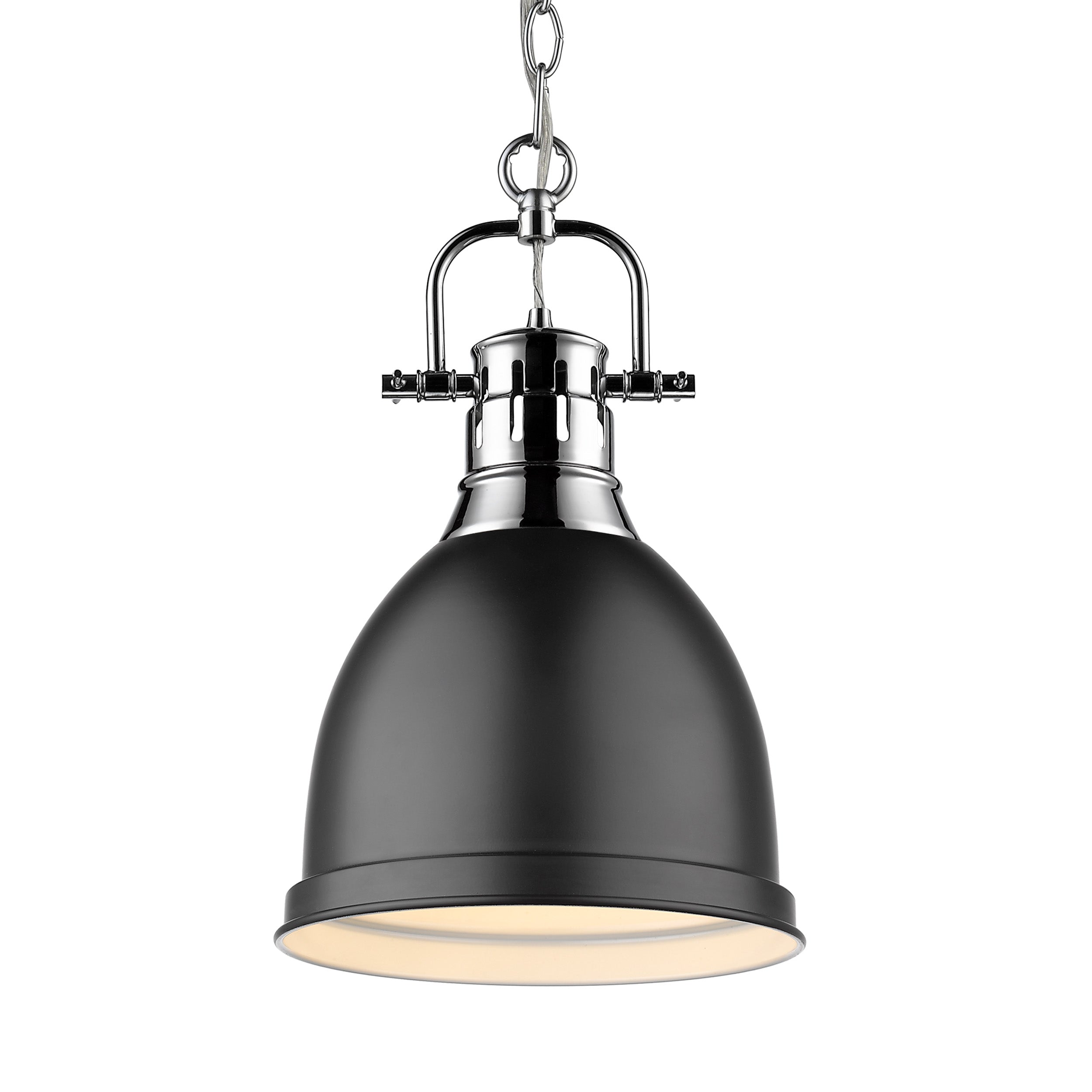 Yep by Golden Lighting Duncan 1-light 9in Chain Hung Pendant in Chrome and Matte Black shade - Default Title - Golden Lighting