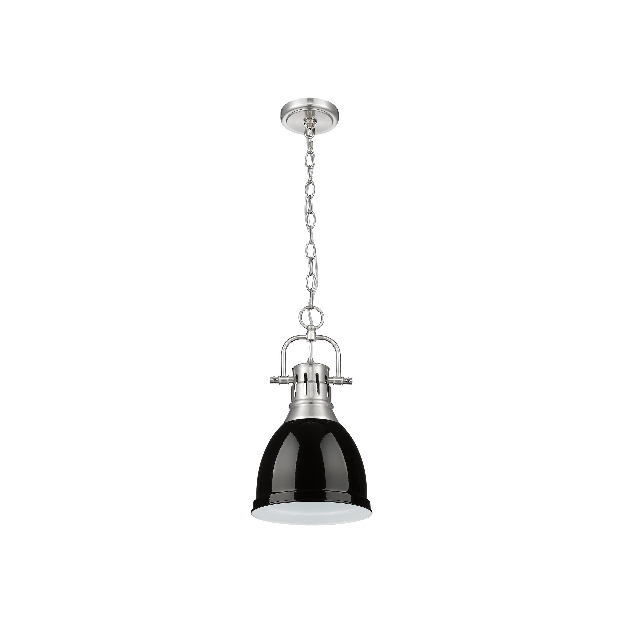 Yep by Golden Lighting Duncan 1-light 9in Chain Hung Pendant in Pewter and Black shade - - Golden Lighting