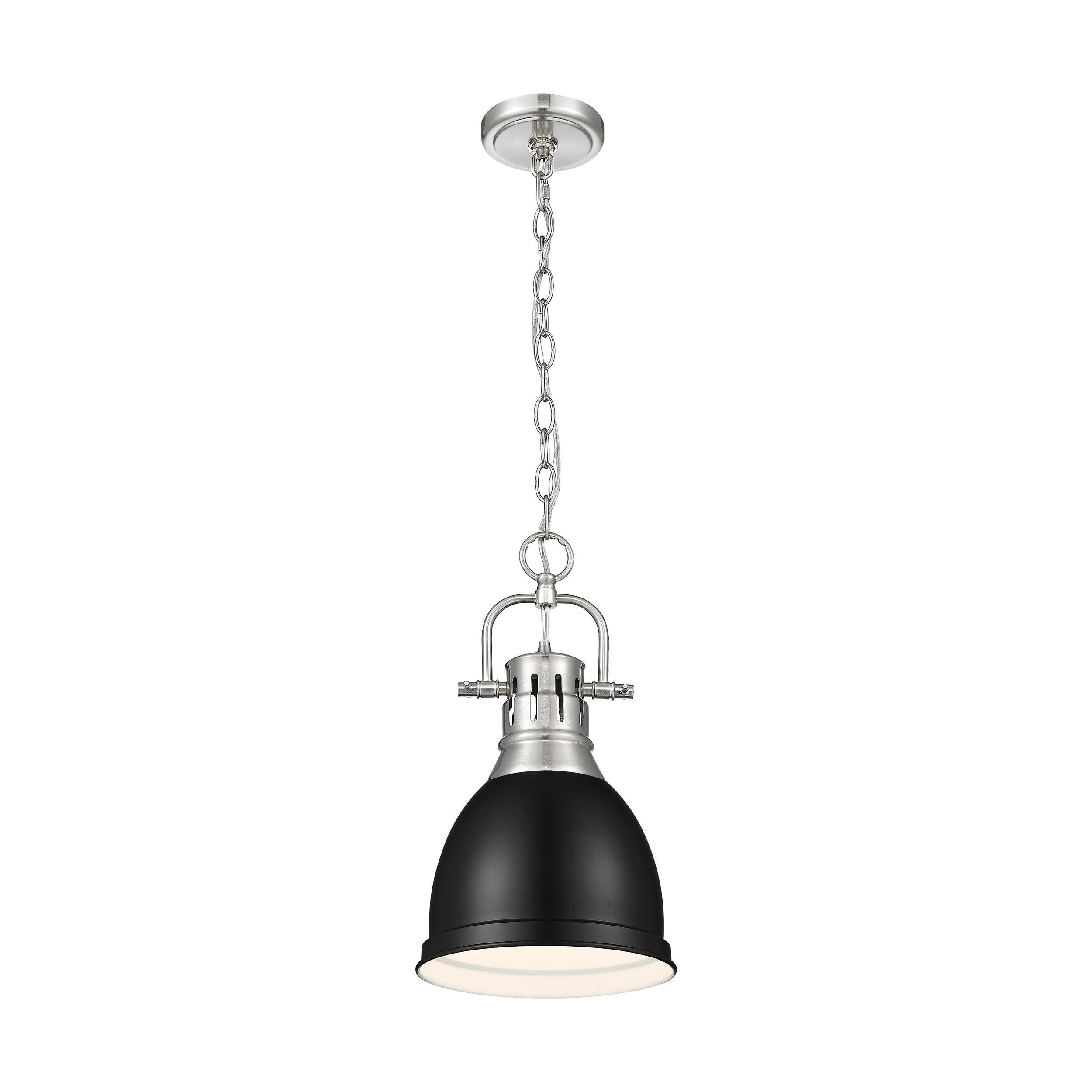 Yep by Golden Lighting Duncan 1-light 9in Chain Hung Pendant in Pewter and Matte Black shade
