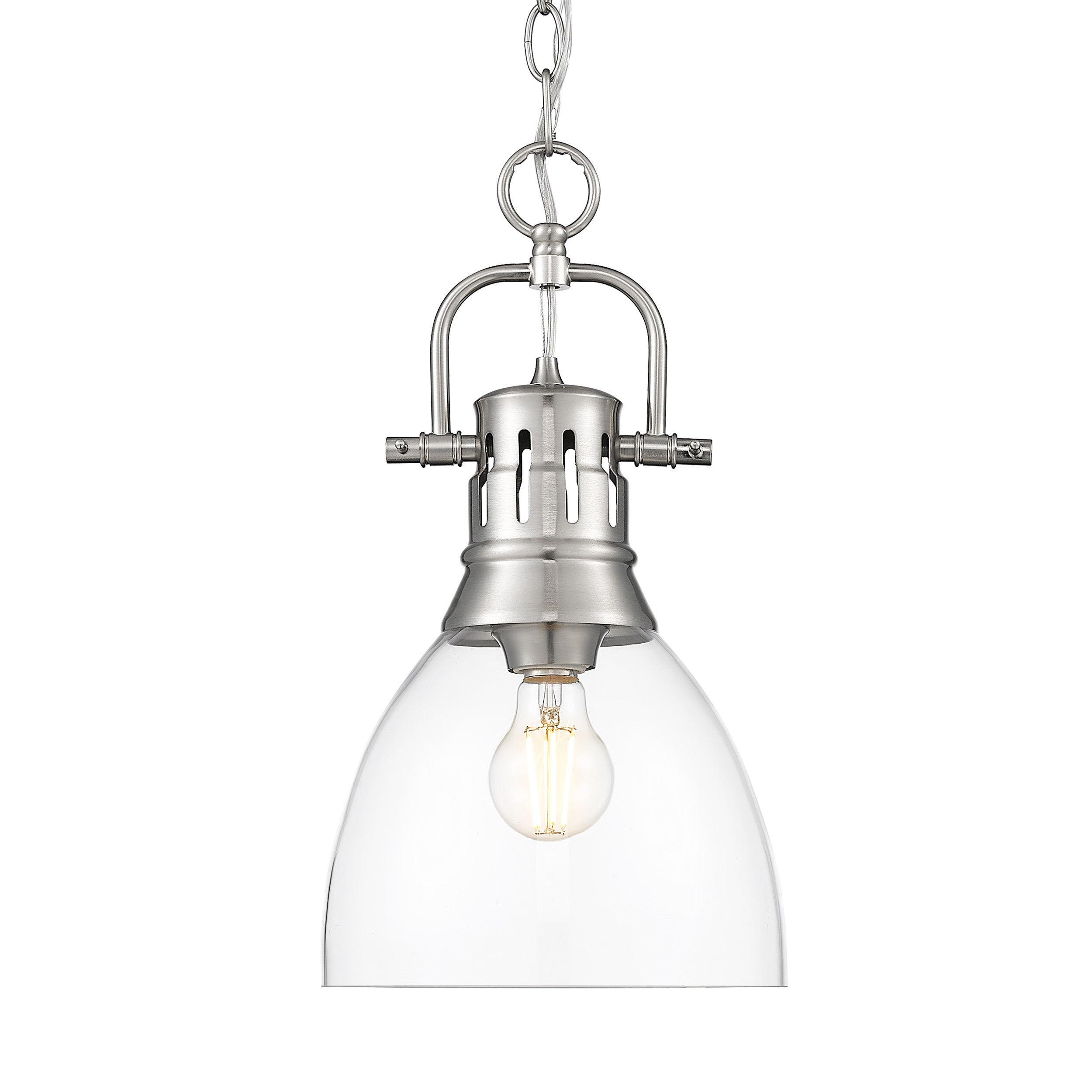 Yep by Golden Lighting Duncan 1-light 9in chain hung Pendant in Pewter and Clear Glass - Default Title - Golden Lighting