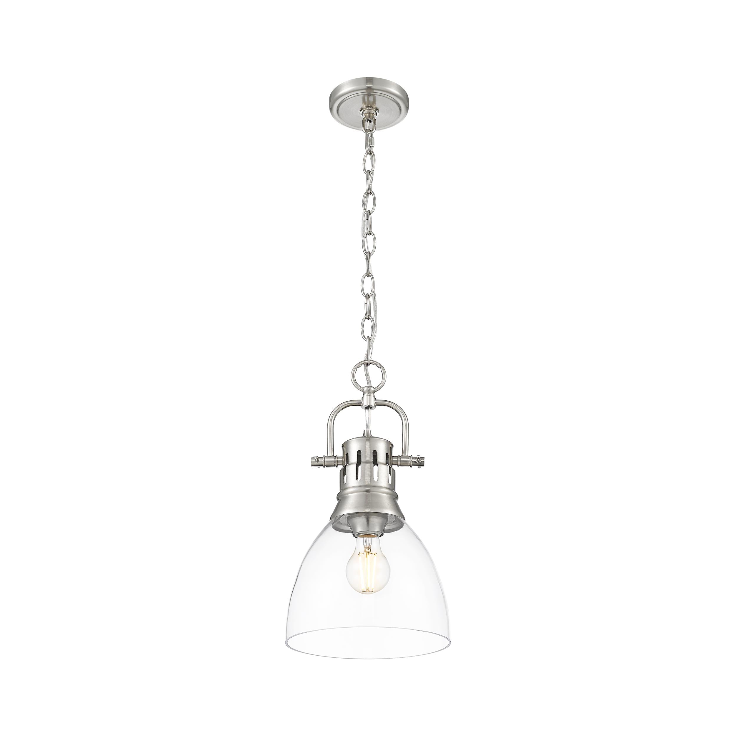 Yep by Golden Lighting Duncan 1-light 9in chain hung Pendant in Pewter and Clear Glass - - Golden Lighting