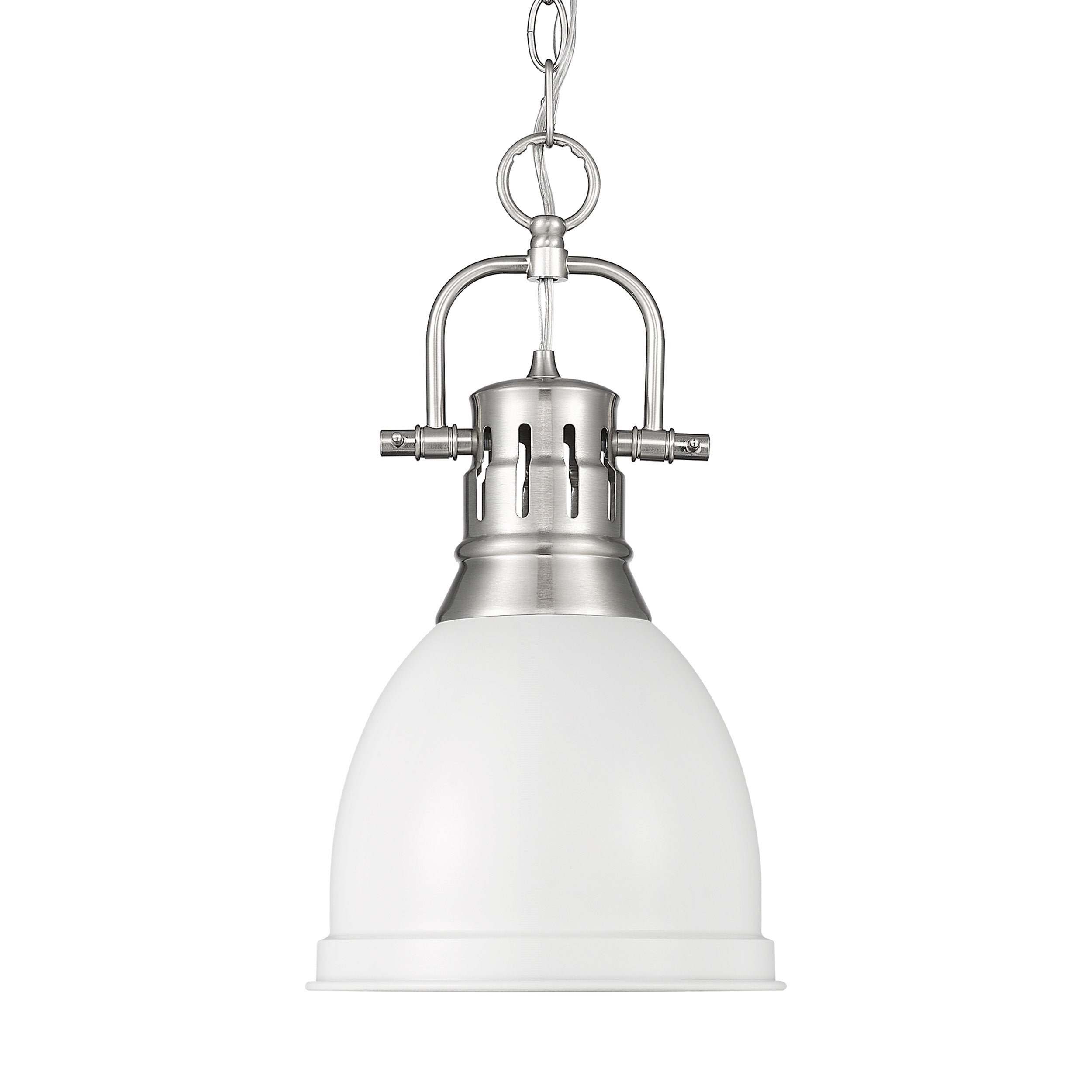 Yep by Golden Lighting Duncan 1-light 9in Chain Hung Pendant in Pewter and Matte White shade - Default Title - Golden Lighting