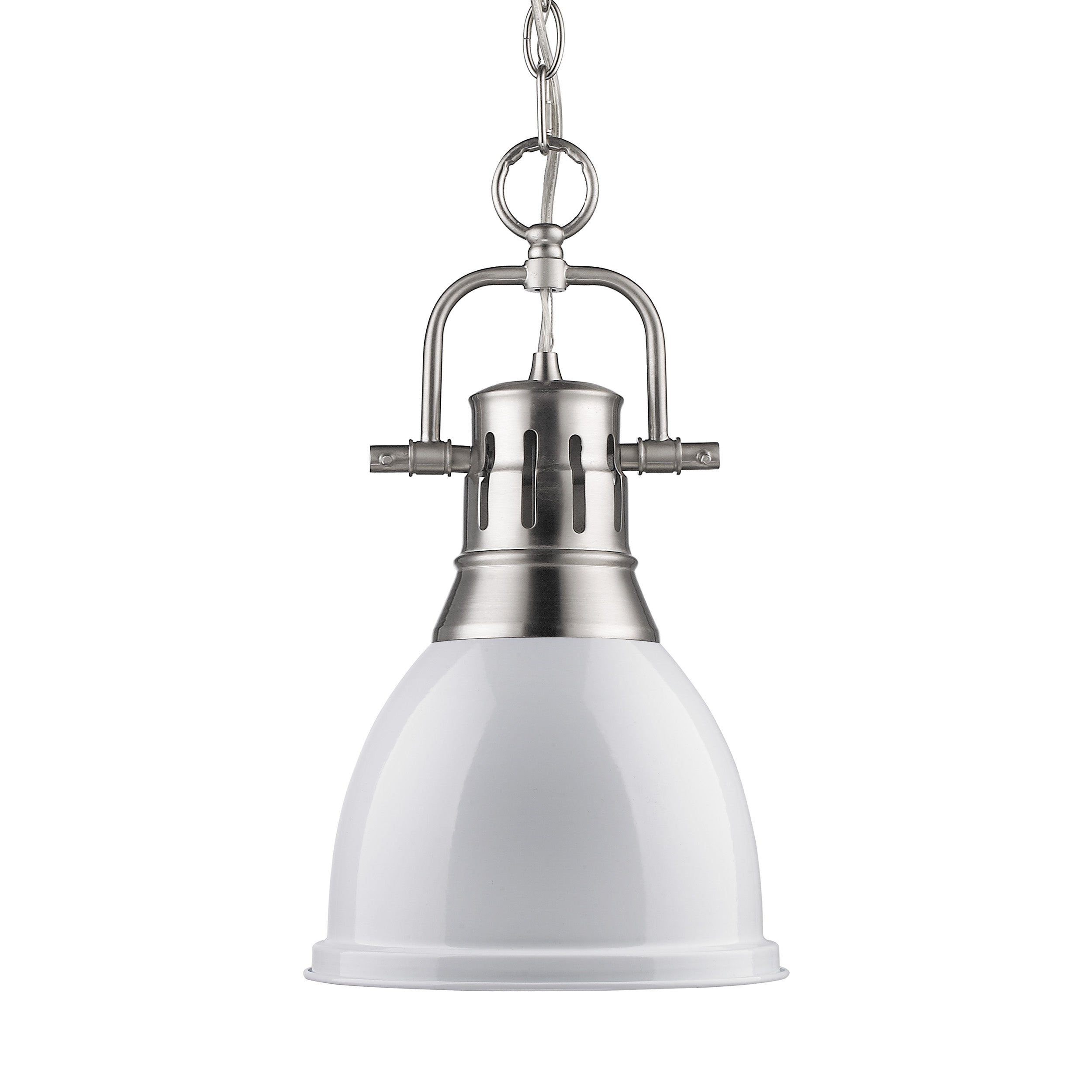 Yep by Golden Lighting Duncan 1-light 9in Chain Hung Pendant in Pewter and White shade