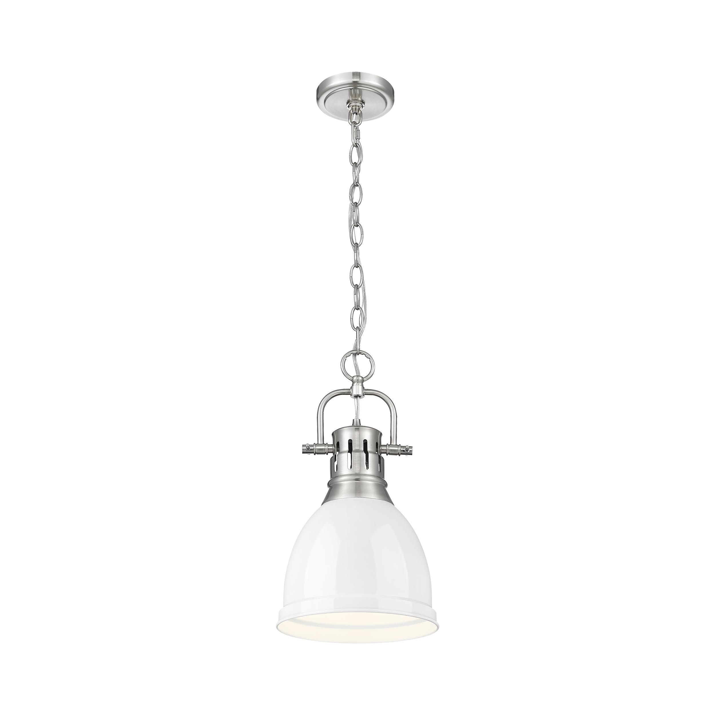 Yep by Golden Lighting Duncan 1-light 9in Chain Hung Pendant in Pewter and White shade - - Golden Lighting