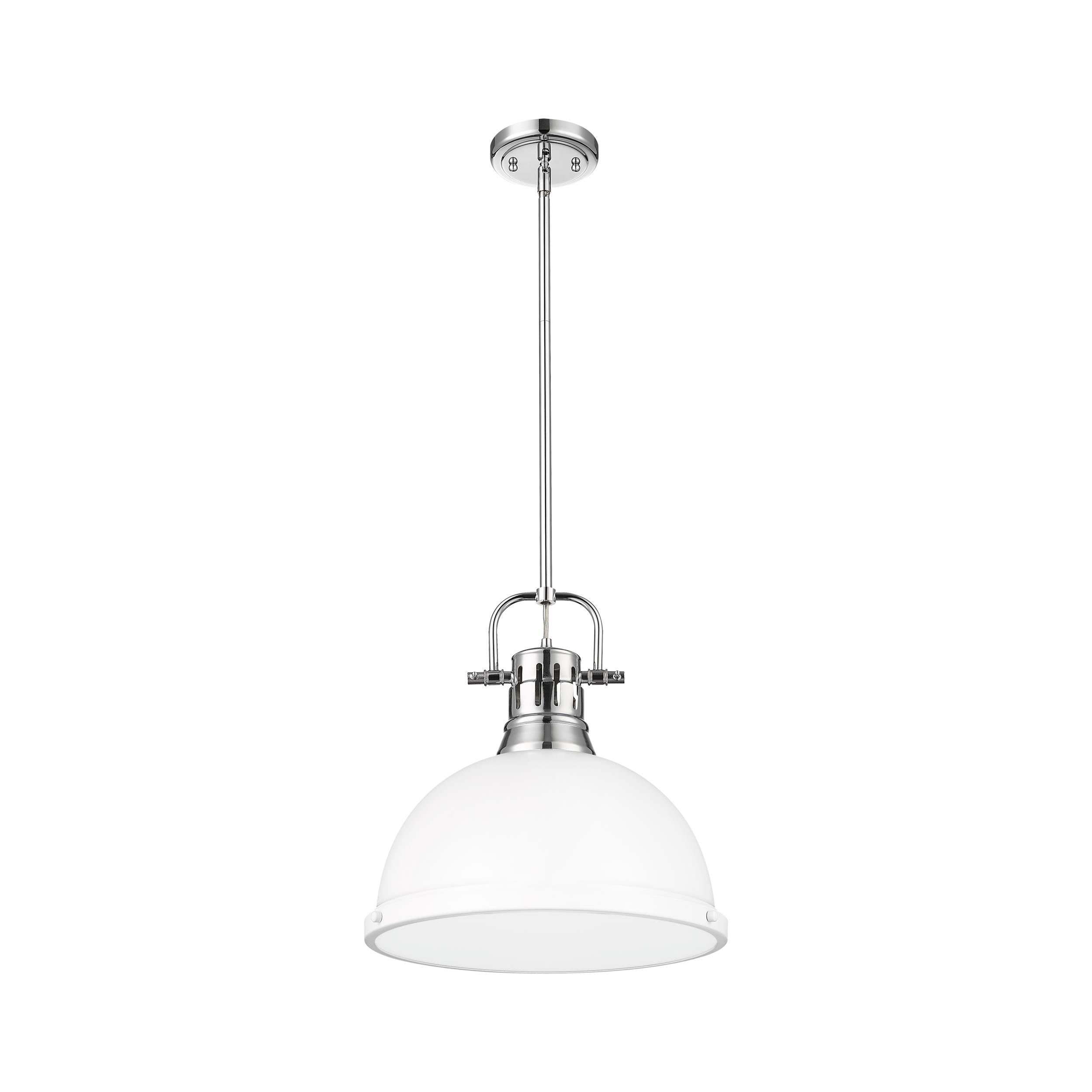 Yep by Golden Lighting Duncan 1-light 14in Rod Hung Pendant in Chrome and Matte White shade - - Golden Lighting
