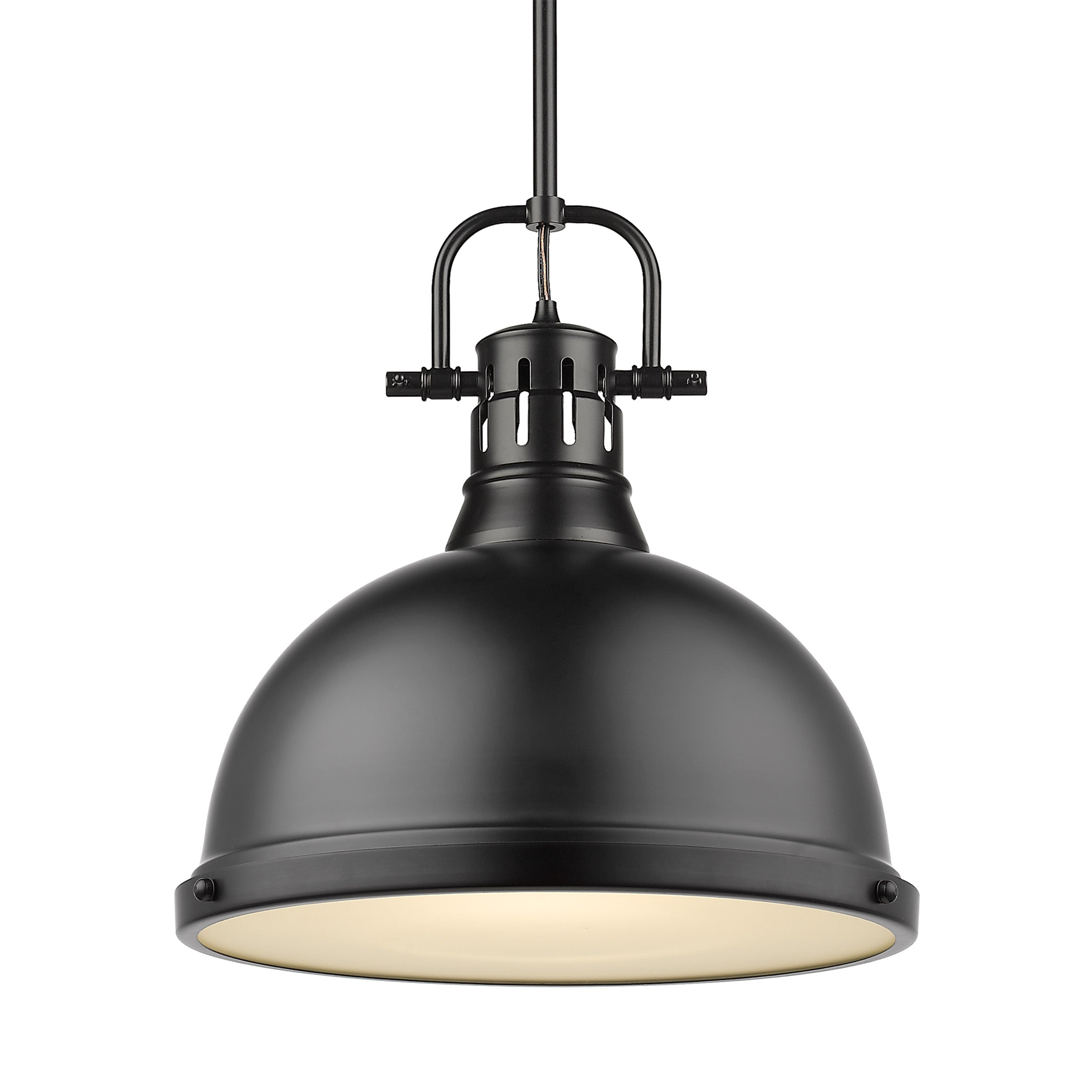 Yep by Golden Lighting Duncan 1-light 14in Rod Hung Pendant in Matte Black - Default Title - Golden Lighting