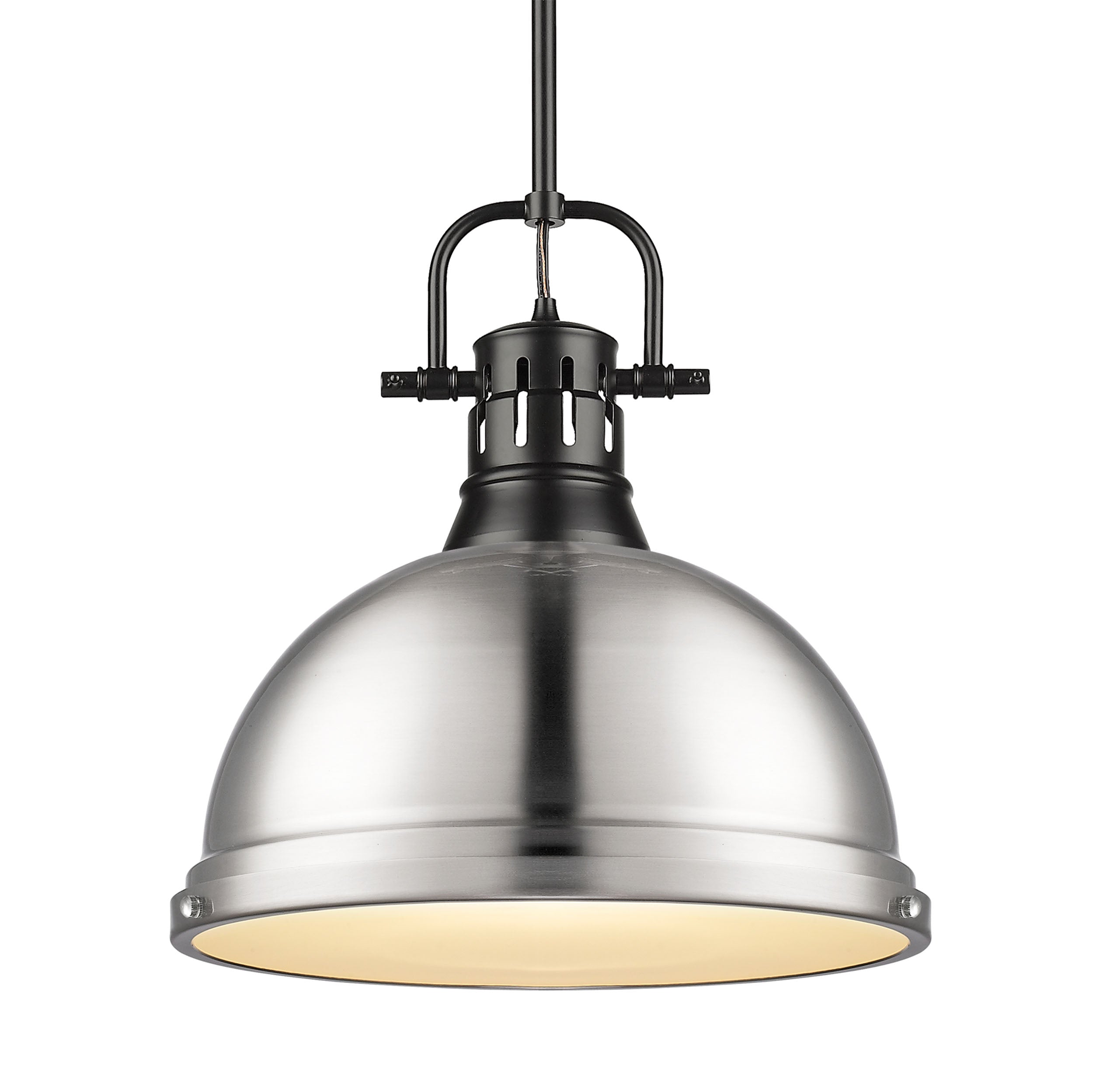 Yep by Golden Lighting Duncan 1-light 14in Rod Hung Pendant in Matte Black and Pewter shade - Default Title - Golden Lighting