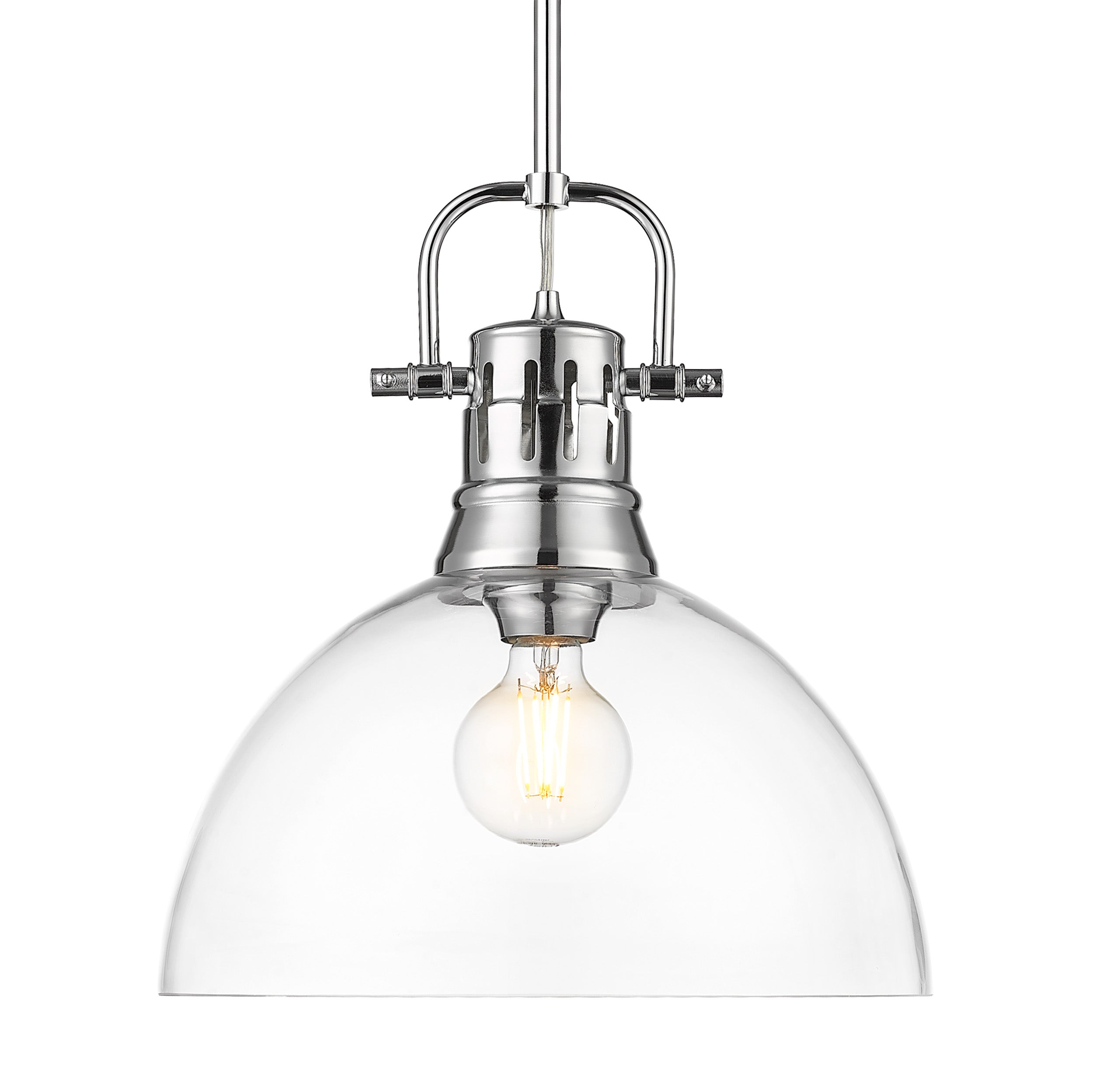 Yep by Golden Lighting Duncan 1-light 14in rod hung Pendant in Chrome and Clear Glass