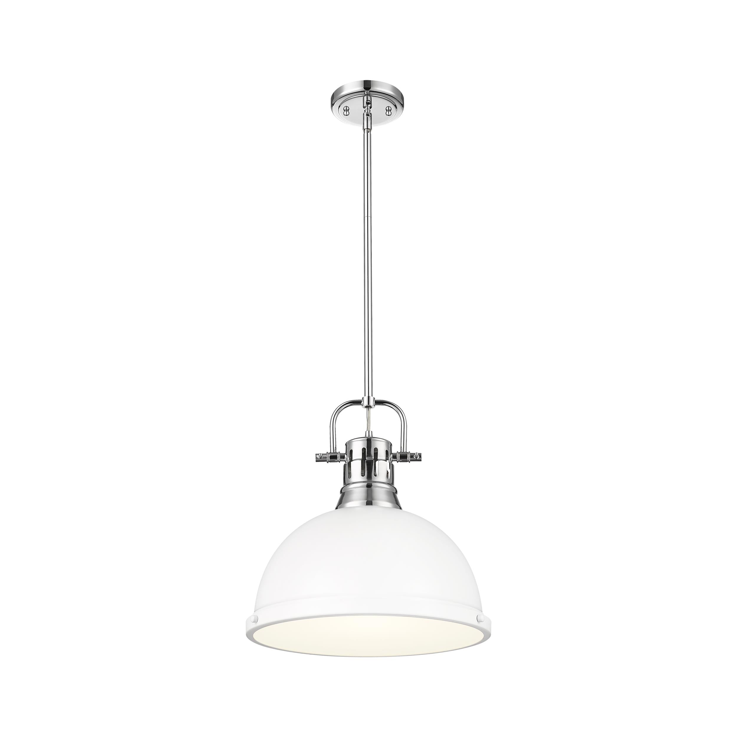 Yep by Golden Lighting Duncan 1-light 14in Rod Hung Pendant in Chrome and Seafoam shade