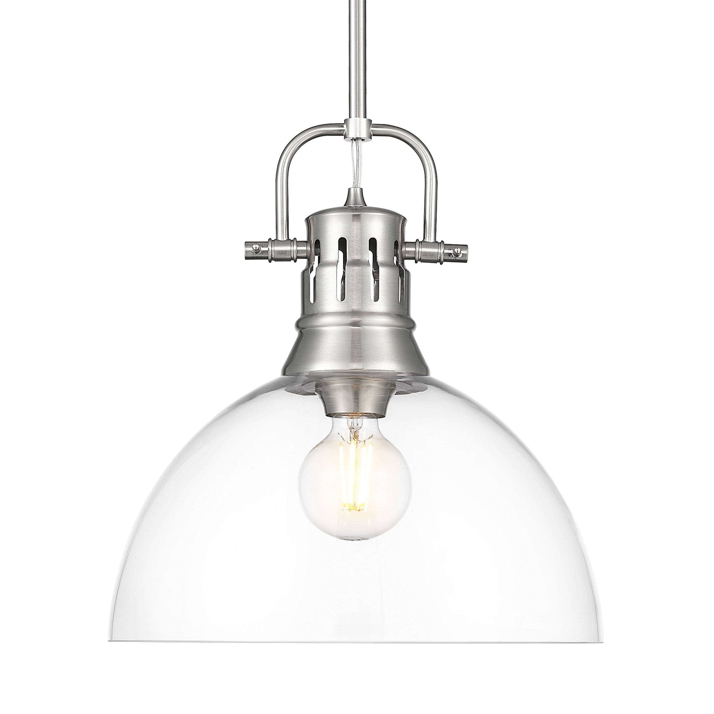 Yep by Golden Lighting Duncan 1-light 14in rod hung Pendant in Pewter and Clear Glass