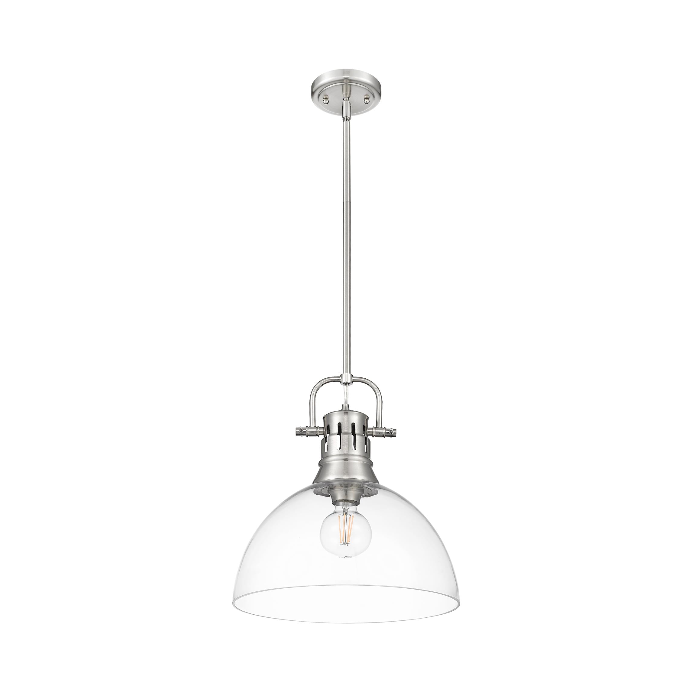 Duncan 1-Light Pendant with Rod in Pewter with Clear Glass - Default Title - Golden Lighting