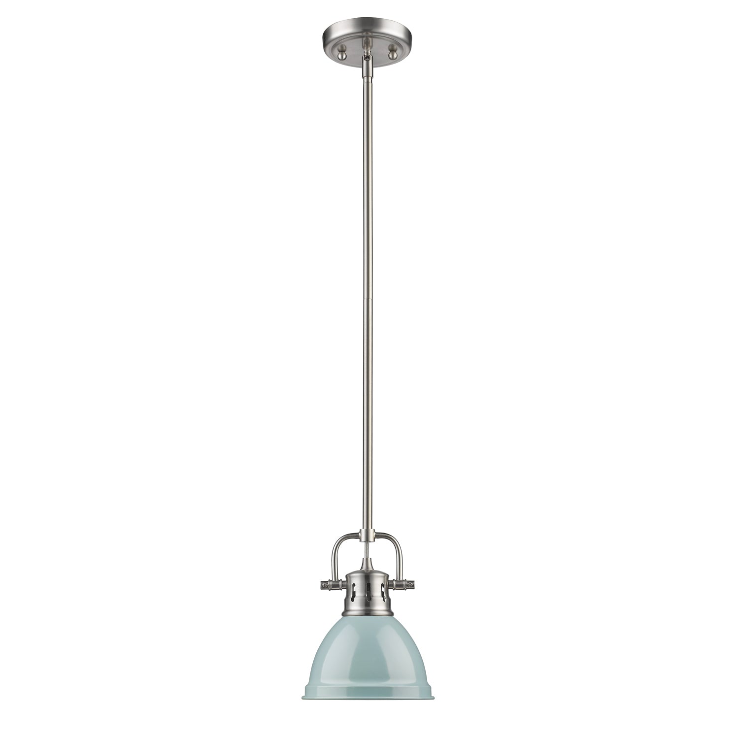 Wry Lighting Duncan 1-light 7in Rod Hung Pendant in Pewter and Seafoam shade