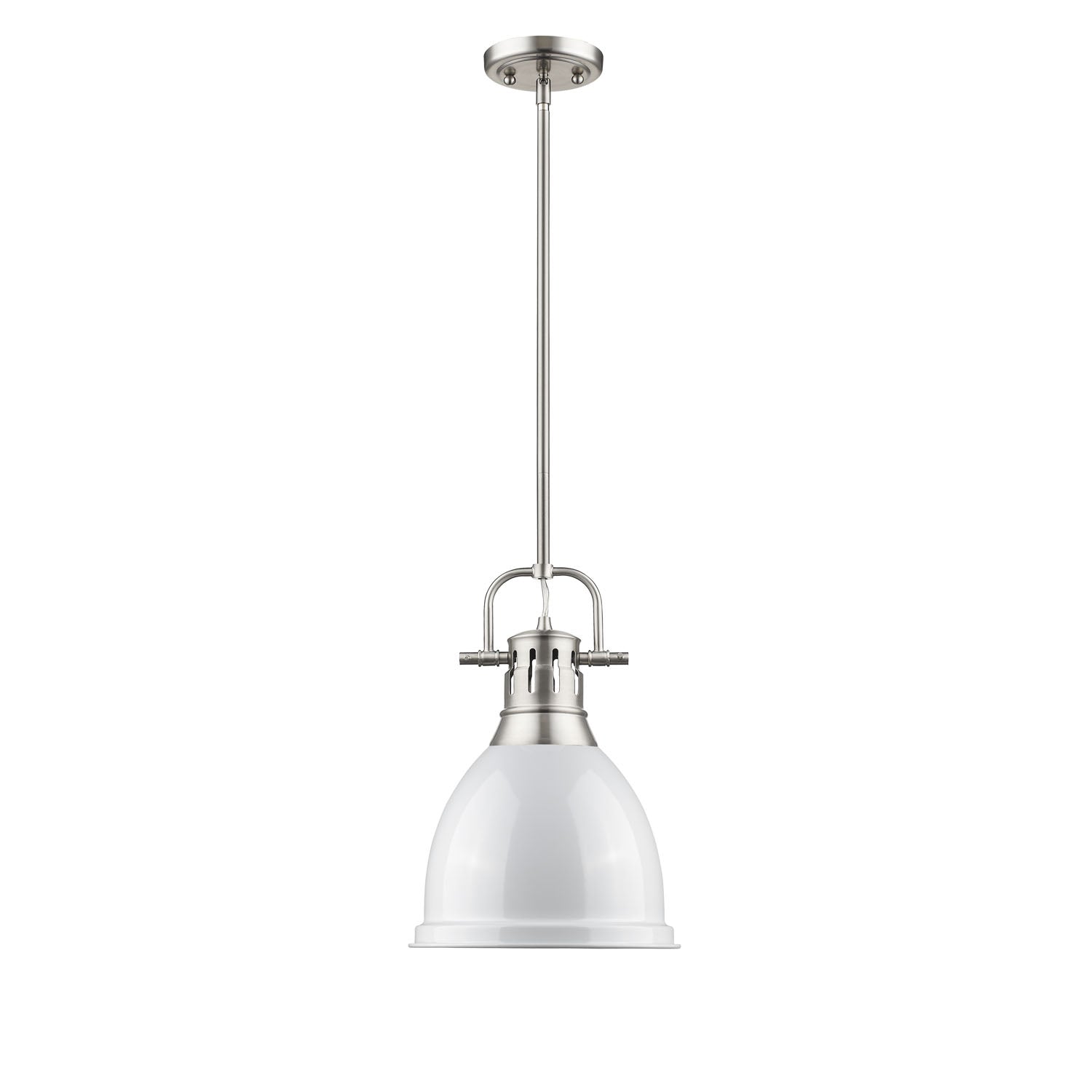 Yep by Golden Lighting Duncan 1-light 9in Rod Hung Pendant in Pewter and White shade - - Golden Lighting