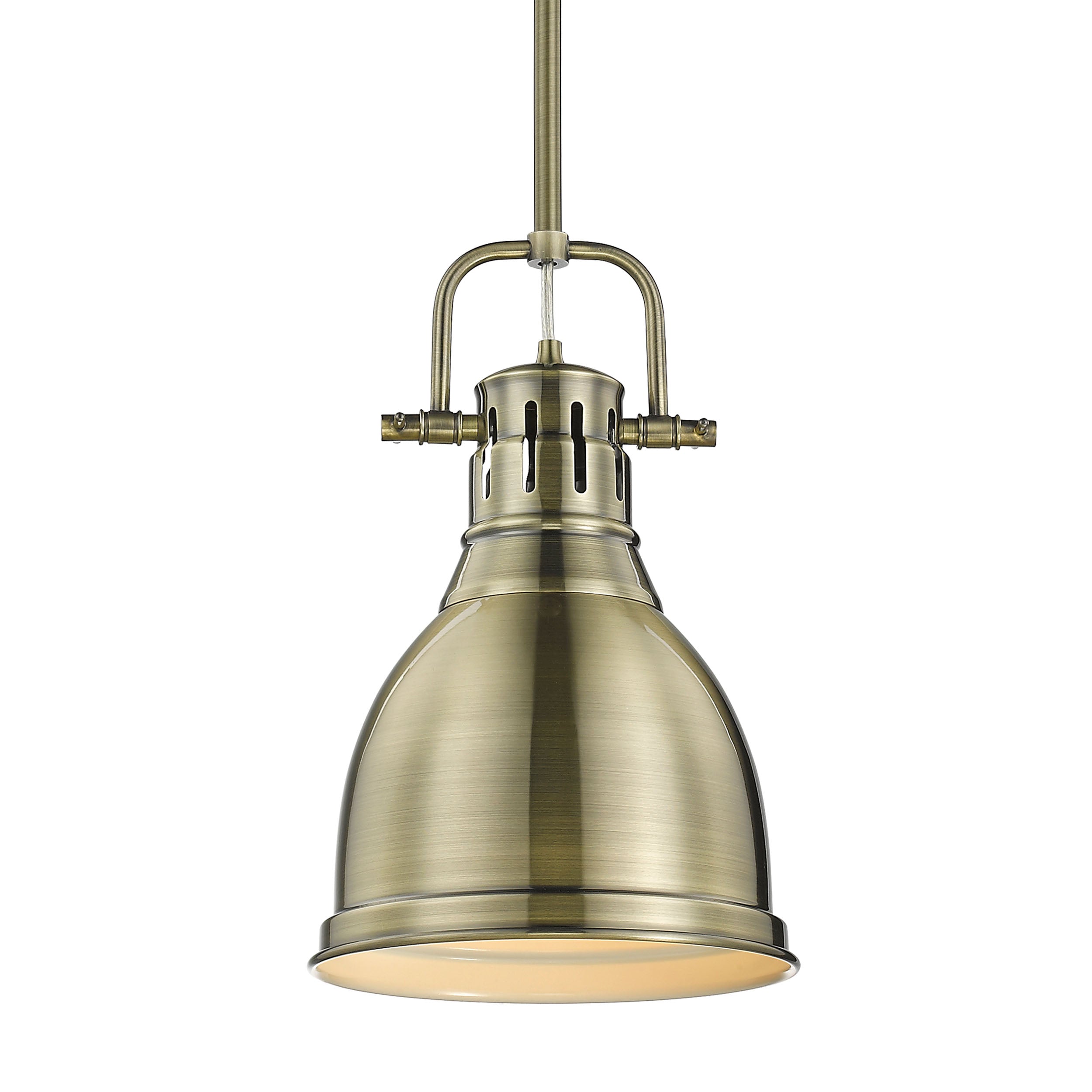 Yep by Golden Lighting Duncan 1-light 9in Rod Hung Pendant in Aged Brass - Default Title - Golden Lighting