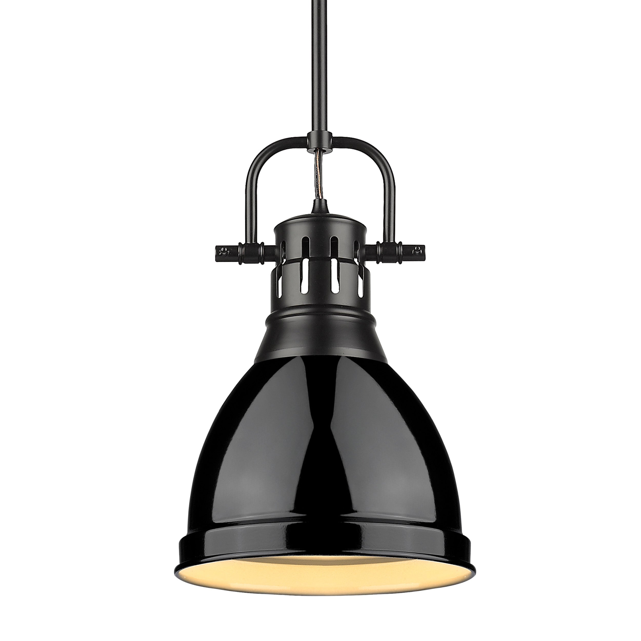 Yep by Golden Lighting Duncan 1-light 9in Rod Hung Pendant in Matte Black and Black shade