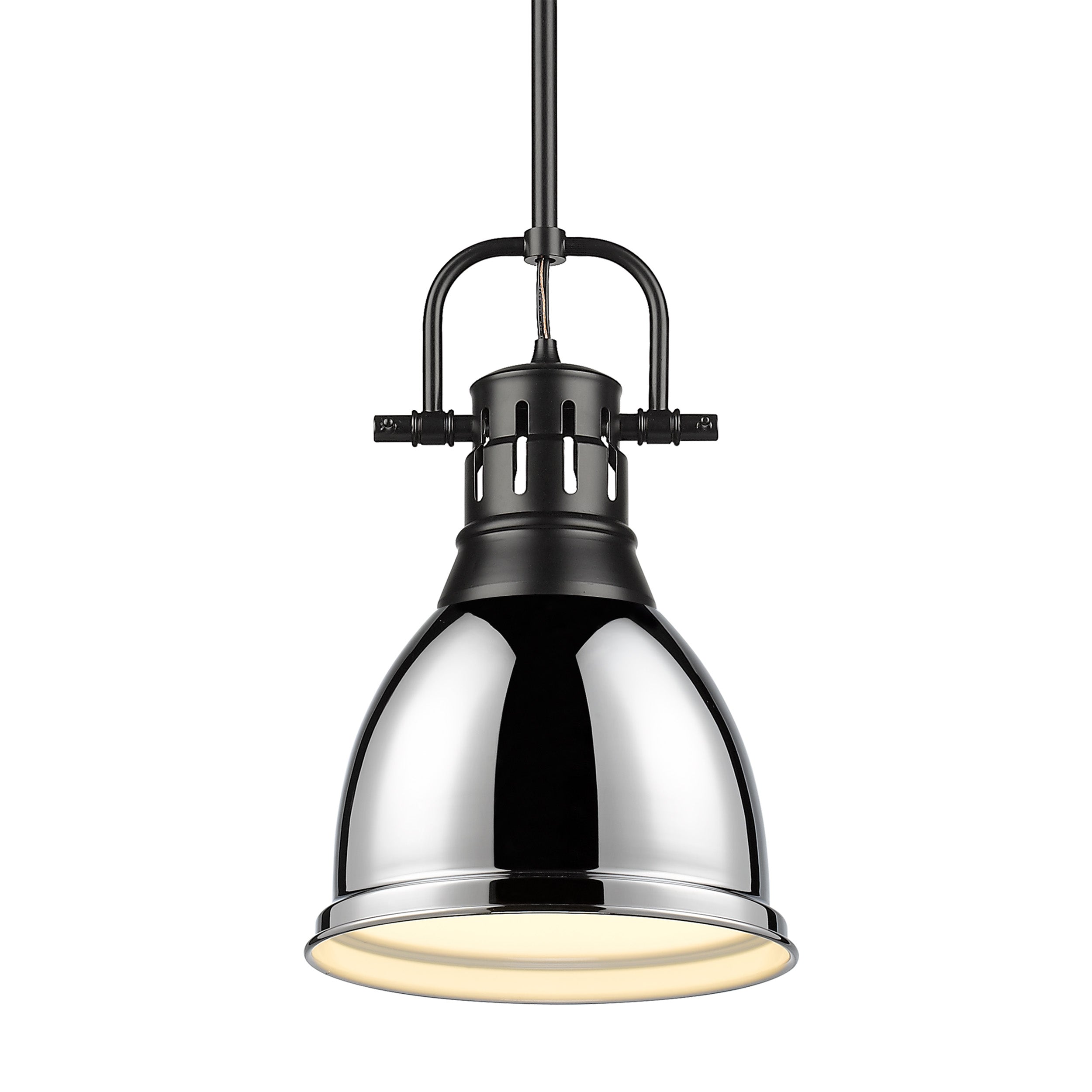 Yep by Golden Lighting Duncan 1-light 9in Rod Hung Pendant in Matte Black and Chrome shade - Default Title - Golden Lighting