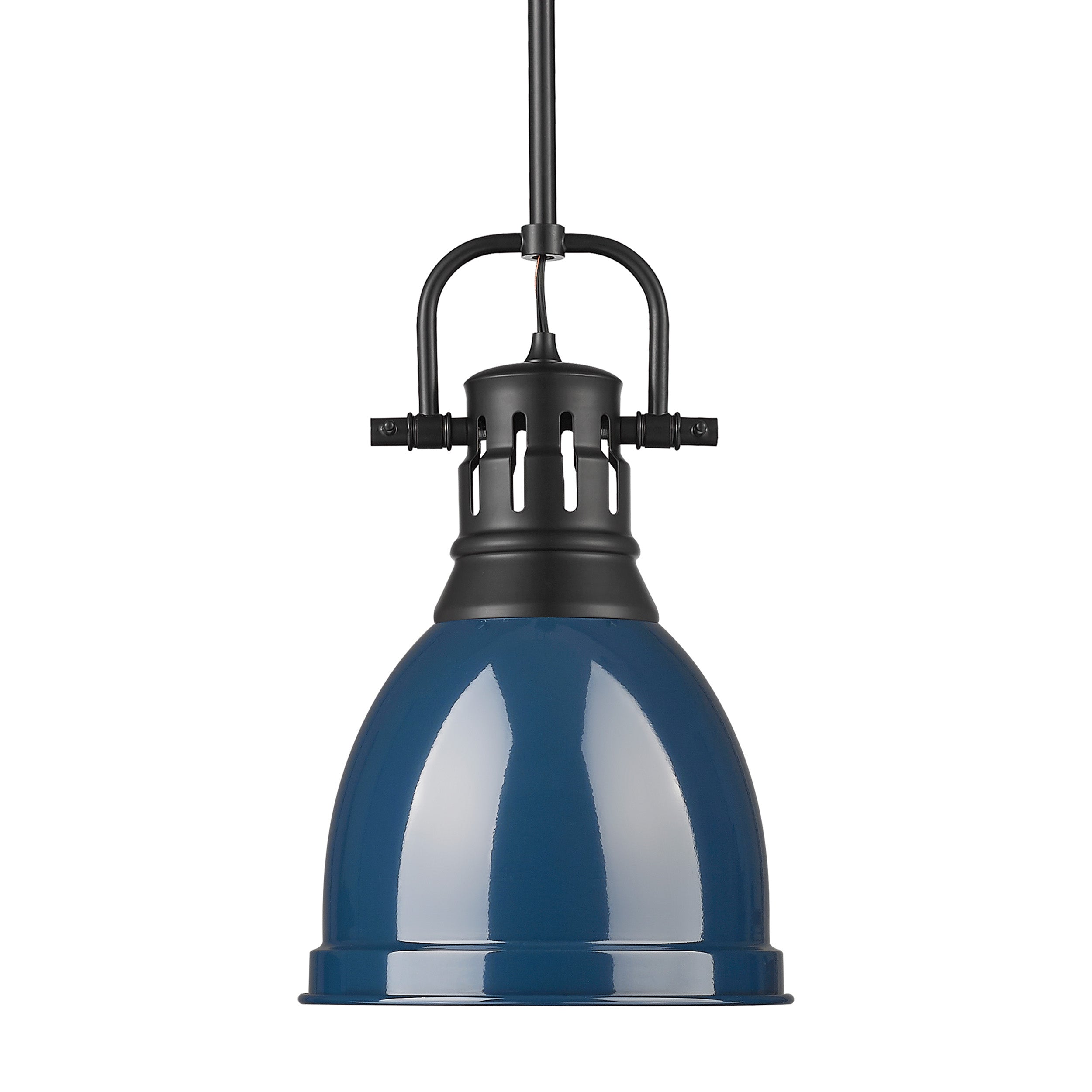 Yep by Golden Lighting Duncan 1-light 9in Rod Hung Pendant in Matte Black and Navy Blue shade - Default Title - Golden Lighting