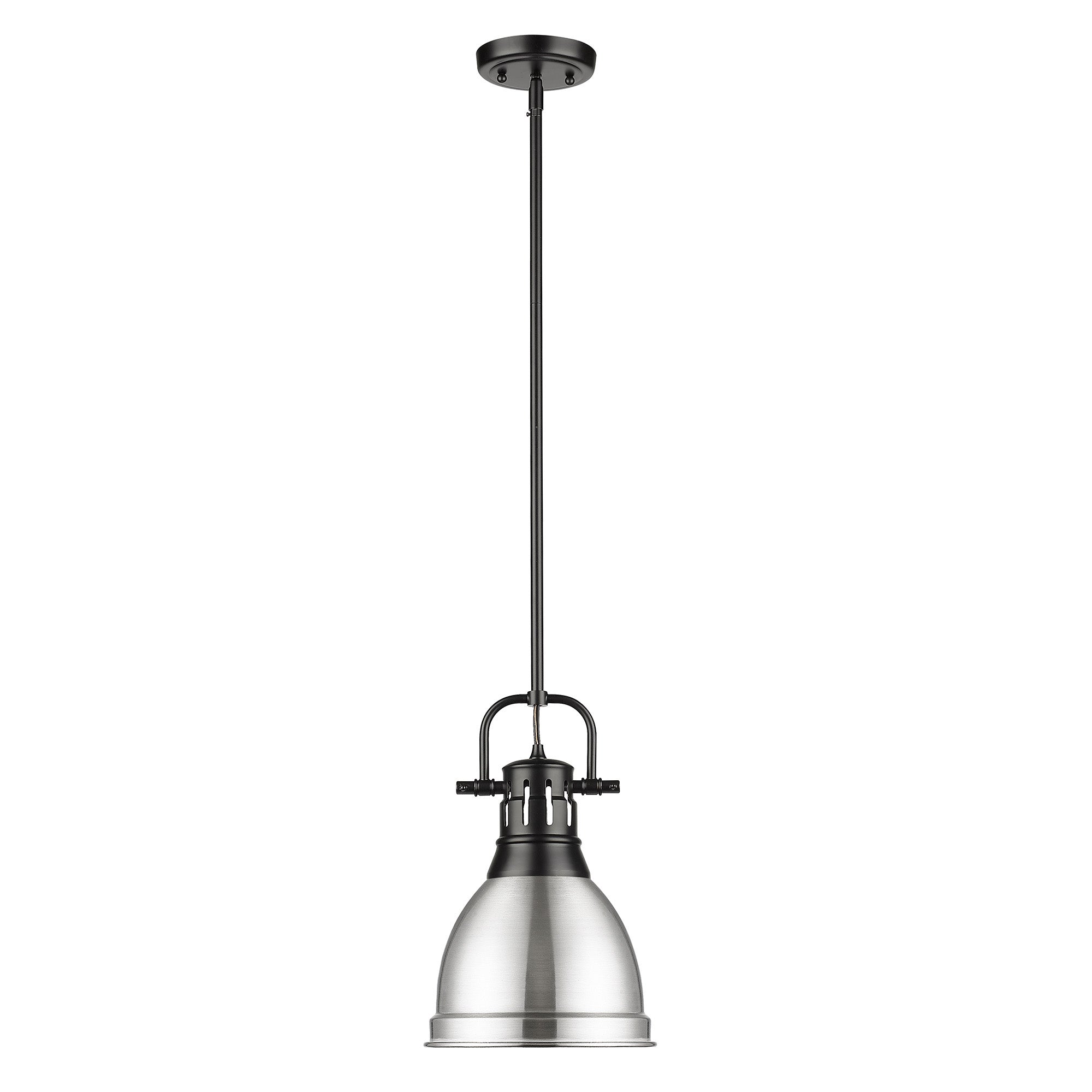 Duncan Small Pendant with Rod in Matte Black with Pewter - Default Title - Golden Lighting