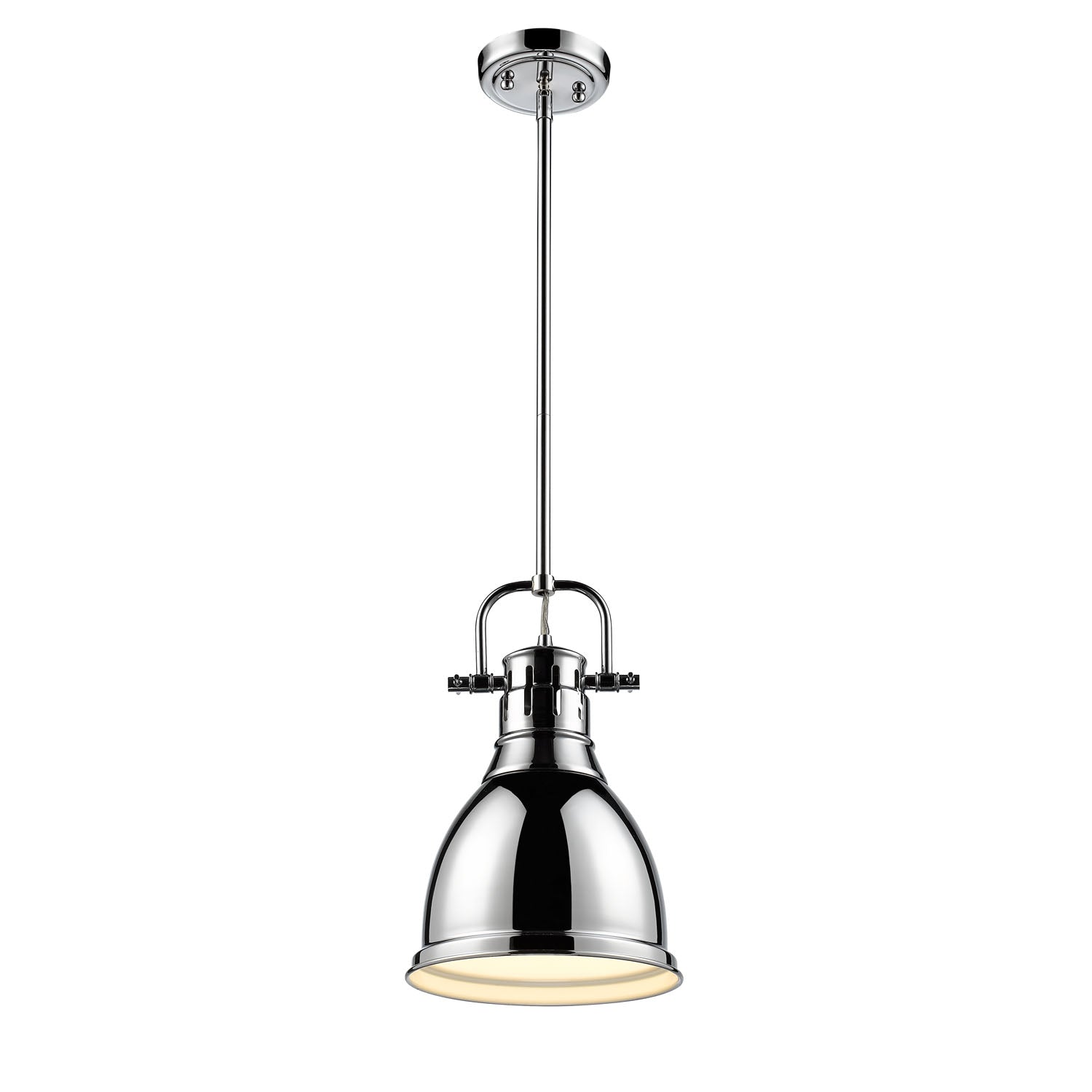 Yep by Golden Lighting Duncan 1-light 9in Rod Hung Pendant in Chrome - - Golden Lighting