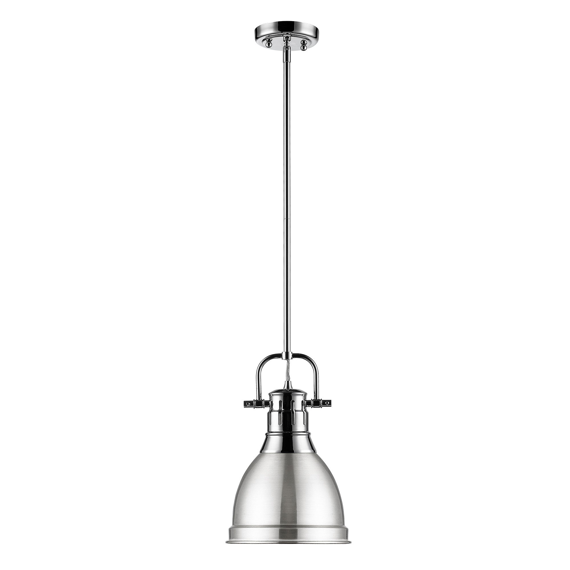 Duncan Small Pendant with Rod in Chrome with Pewter - Default Title - Golden Lighting